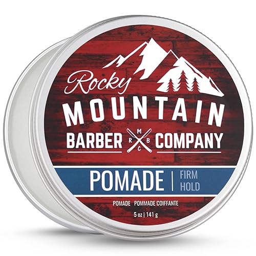 Rocky Mountain Barber Company Pomade for Men - 5 oz Tub Classic Styling Product with Strong Firm Hold for Side Part, Pompadour & Slick Back Looks