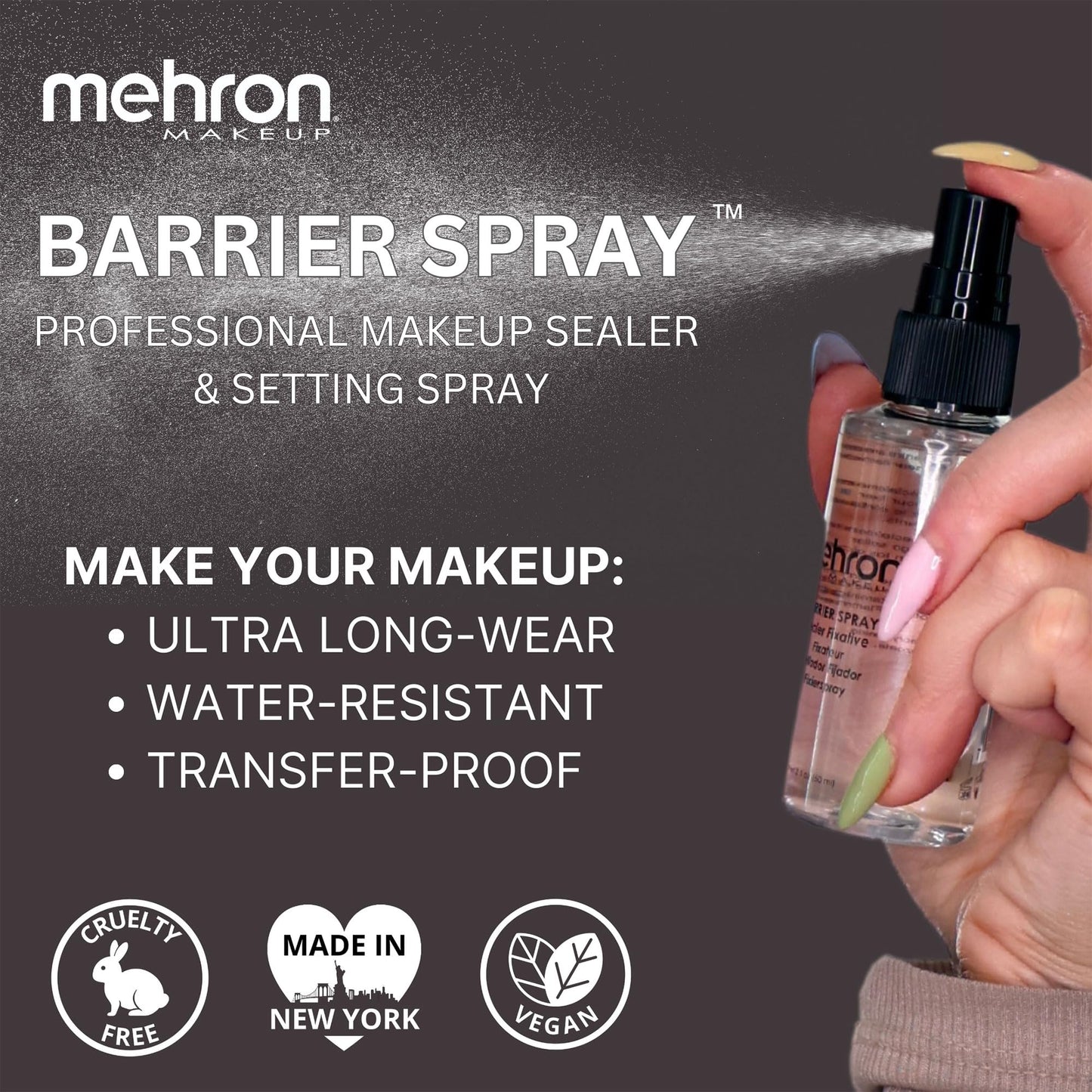 Mehron Makeup Barrier Spray | Makeup Setting Spray for Face 2 fl oz (60 ml)