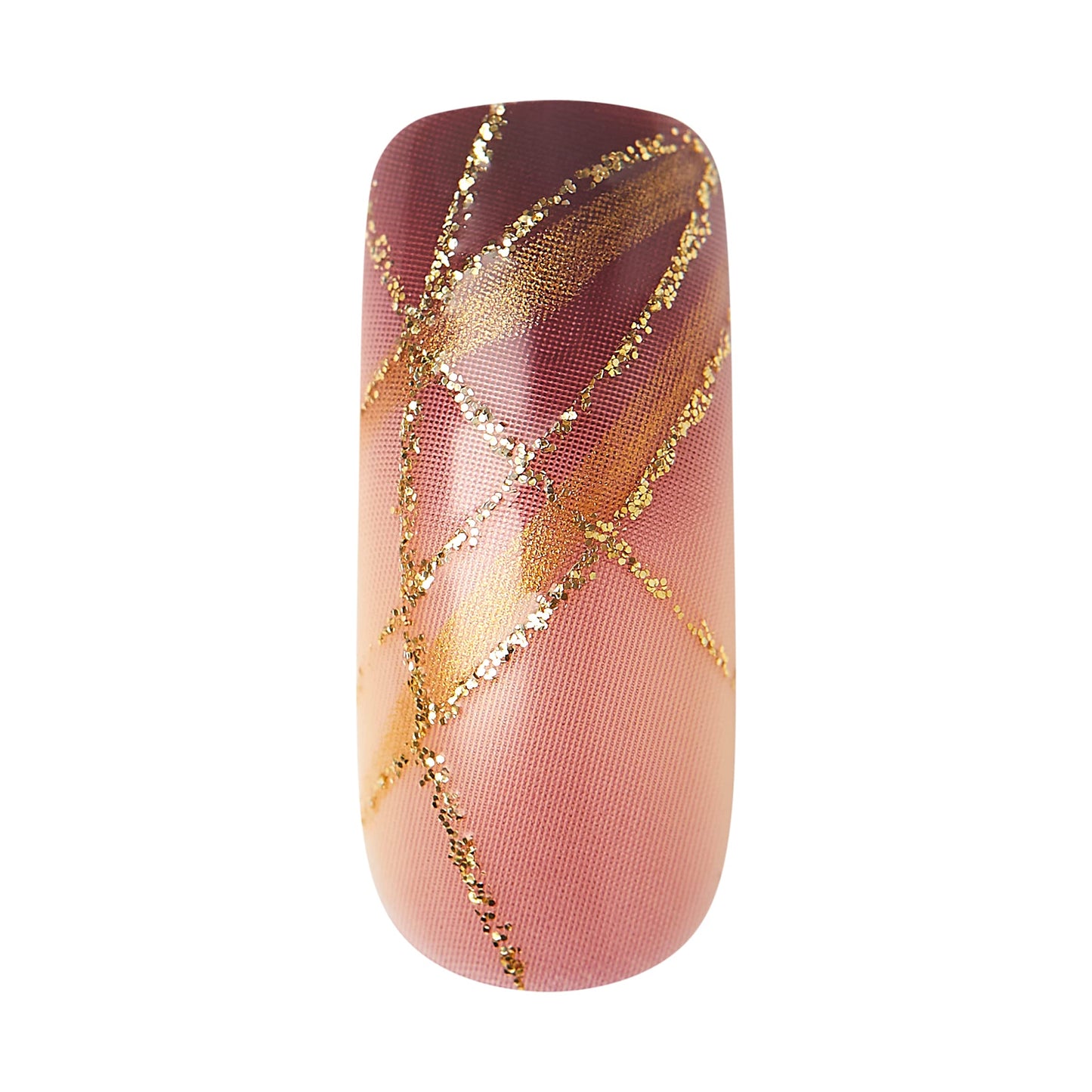 Gold Finger Gel Glam Press on Nail Dark Brown Glitter French Full Cover Luxurious Design, Square shape, Medium Length, MIni Glue Included GF64
