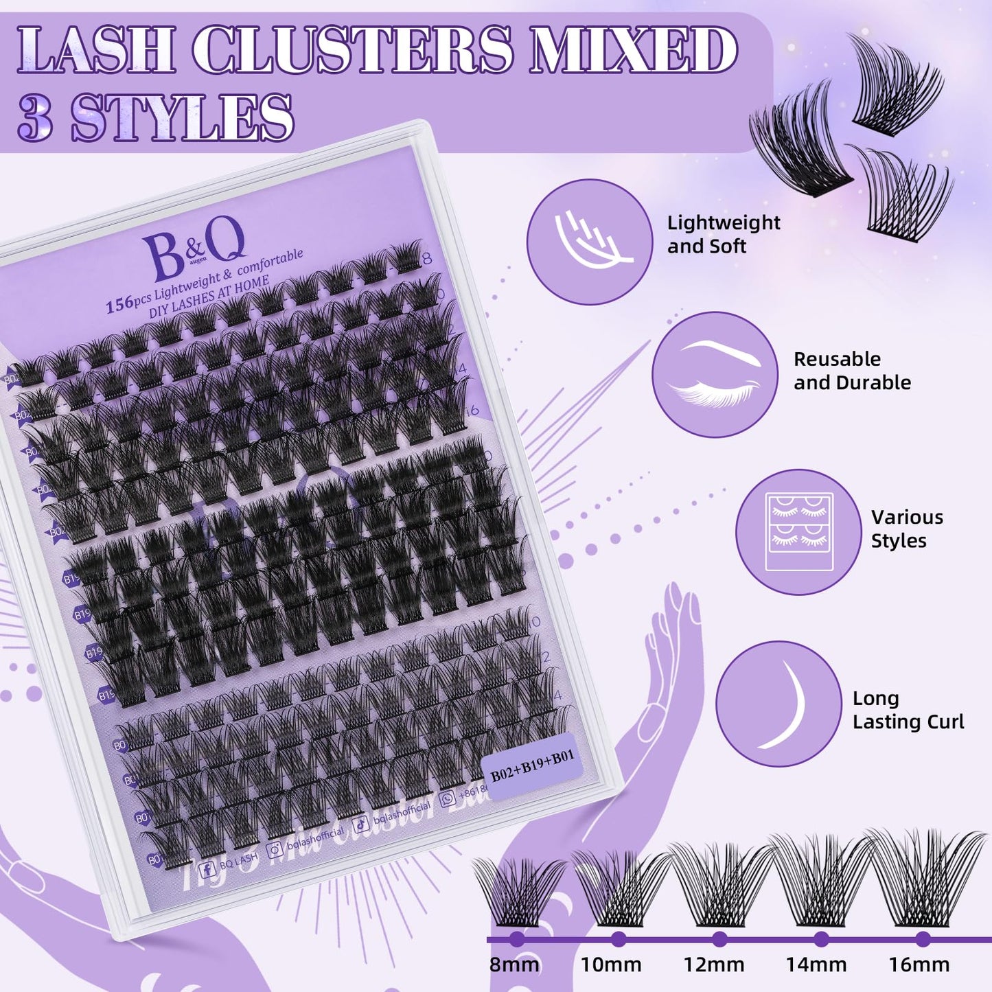Lash Clusters D Curl 14mm DIY Eyelash Extensions 72 Clusters Lashes B&Qaugen Eyelash Clusters Eyelash Extensions Volume Wispy Individual Lash Clusters Beauty and Personal Care B&Qaugen