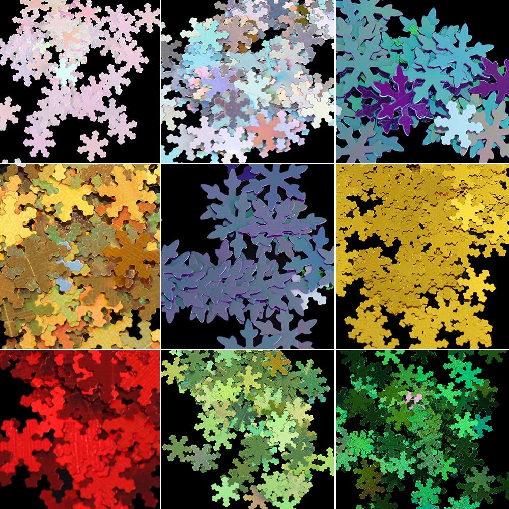 Snowflake Glitter Nail Sequins - 12 Grids 3D Colorful Christmas Holographic Nail Flakes Glitter Confetti Sticker Decals Manicure Nail Design Makeup