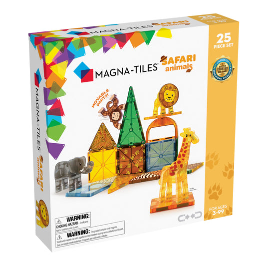 MAGNA-TILES Safari Animals 25-Piece Magnetic Construction Set, The ORIGINAL Magnetic Building Brand