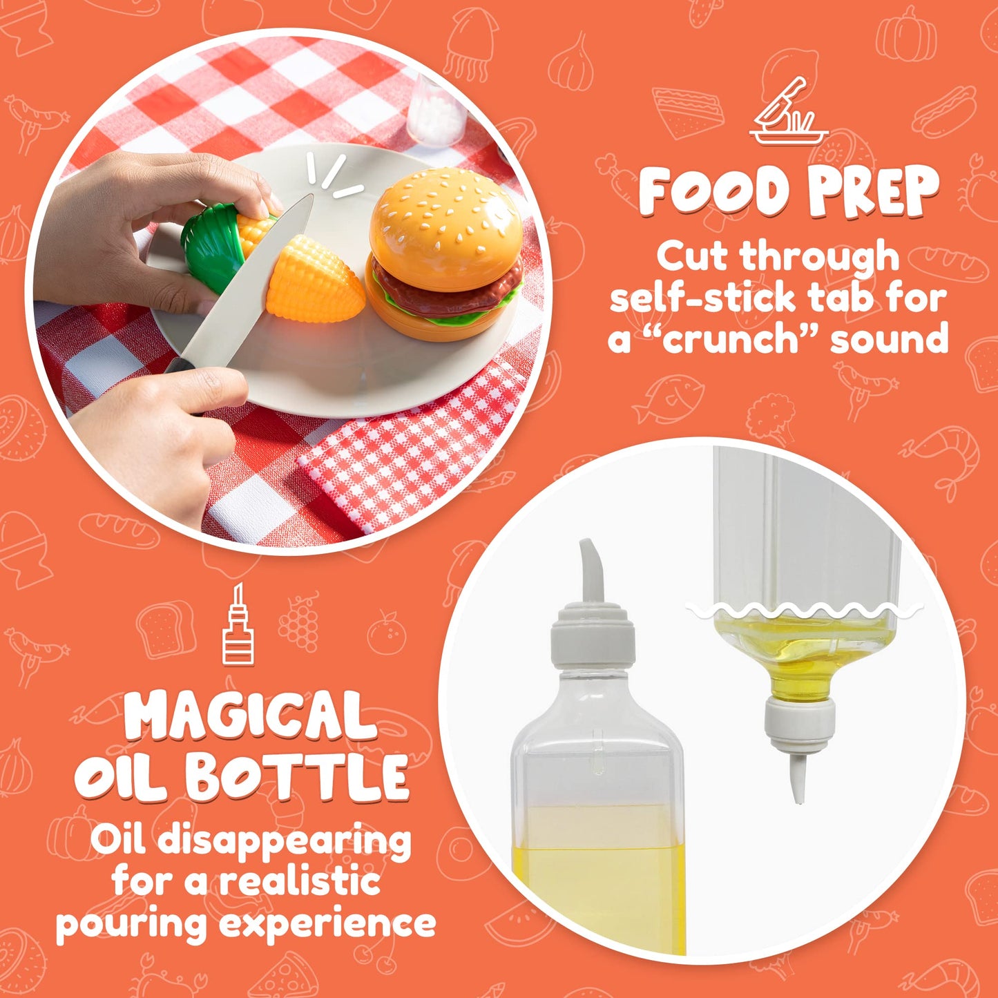 JOYIN 34PCS Kids BBQ Kitchen Toy Set – Interactive Grill Playset with Lights & Sounds – Cooking Toy Gift for Boys & Girls