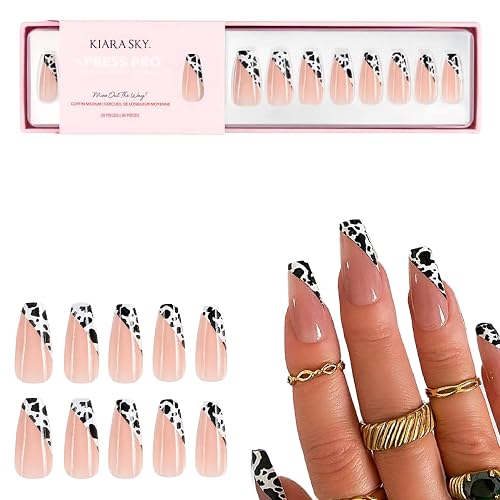 Kiara Sky Press On Nails | XPRESS PRO 100% Acrylic Nails | 30-Piece Kit Includes Nail Glue, Cuticle Pusher, File & Prep Pad | Coffin Medium - Moo Out Beauty & Personal Care KIARA SKY