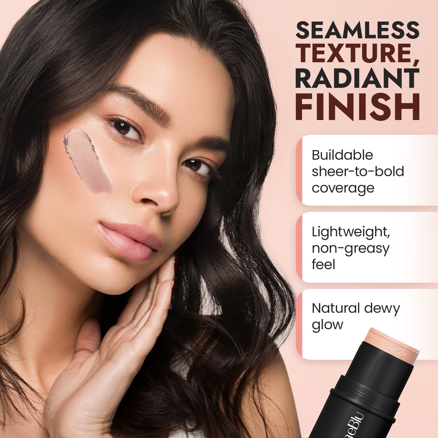 BaeBlu - Organic Blush Tube, Moscato - 100% Natural Vegan Cream Blush Sticks, Multi-Use Bronzer, & Highlighter for Lips, Cheeks & Eyes, Buildable