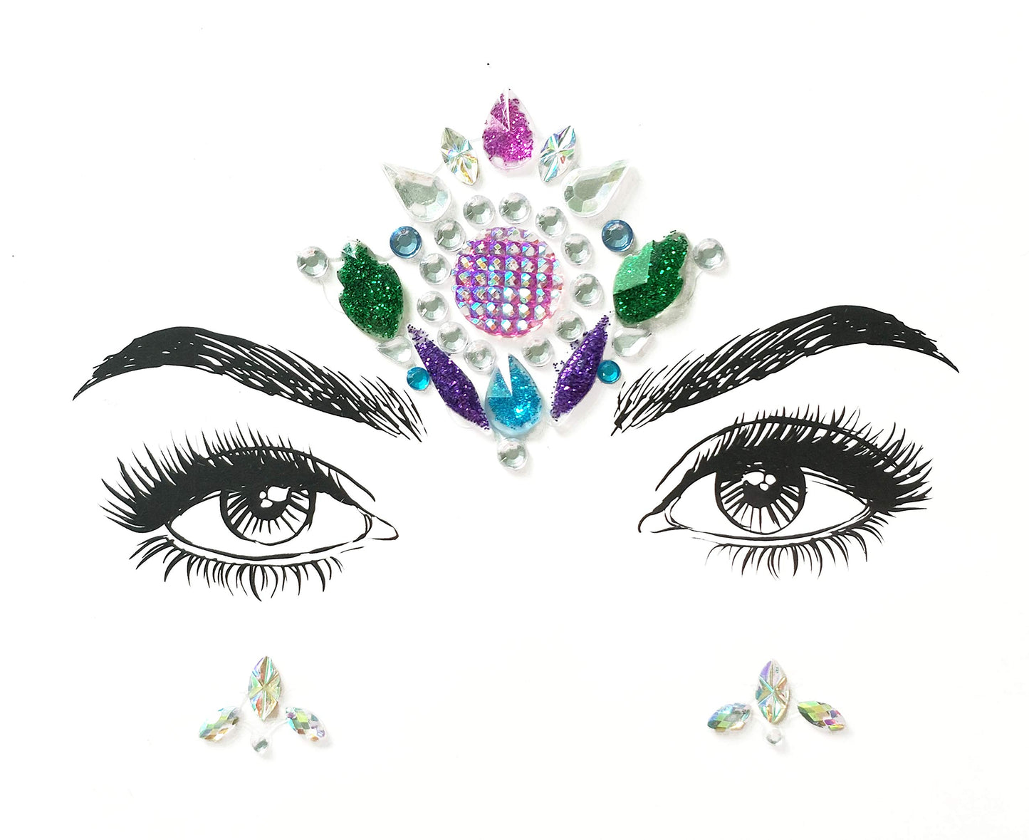 Christmas Face Gems,3PCS Crystal Body Glitter Face Stickers Festival Makeup Jewels Temporary Tattoo Glitter Rhinestone Adhesive for Face Eyes Body