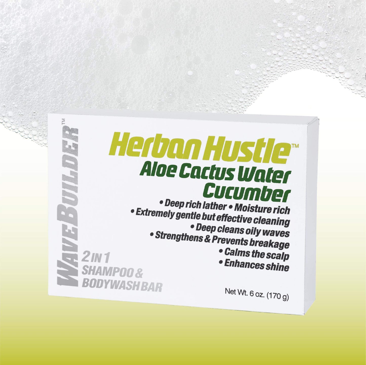 Wavebuilder Herban Hustle Aloe Cactus Water Cucumber 2 in 1 Shampoo & Bodywash Bar