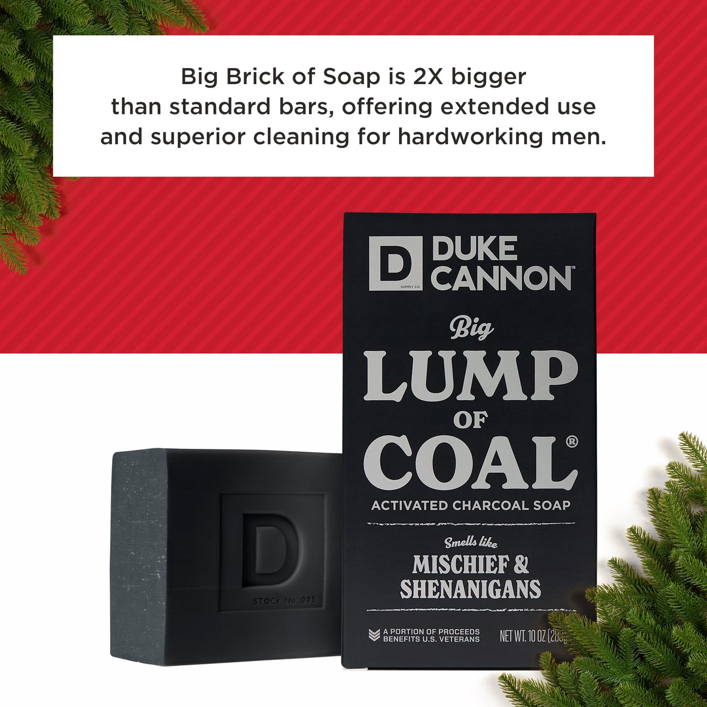 Duke Cannon Supply Co. Big Brick of Soap Bar for Men Holiday Edition - Big Lump of Coal (Bergamot & Black Pepper Scent), 10 oz. (1 Pack)