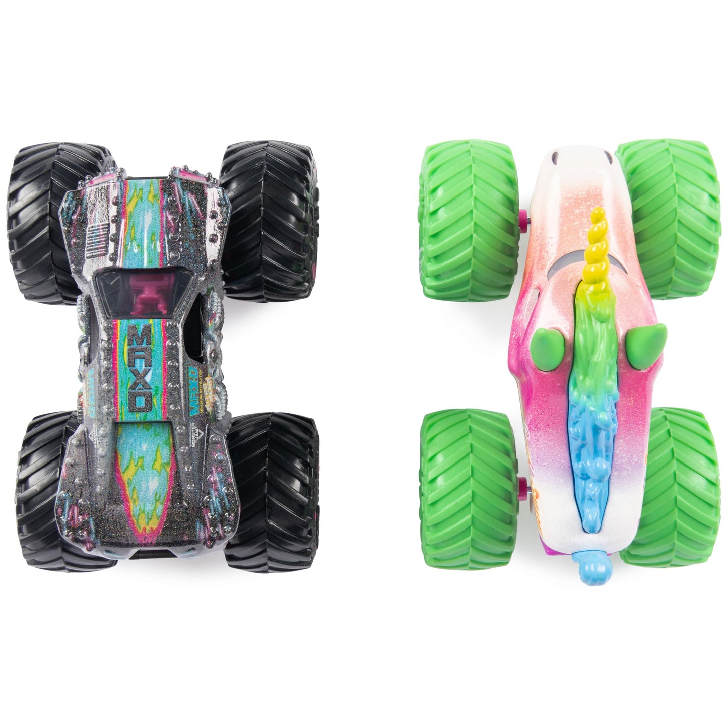 Monster Jam Nitro Neon 1:64 Scale Die-Cast Trucks – Sparkle Smash vs Max-D, Official Monster Trucks Toys for Kids Ages 3+