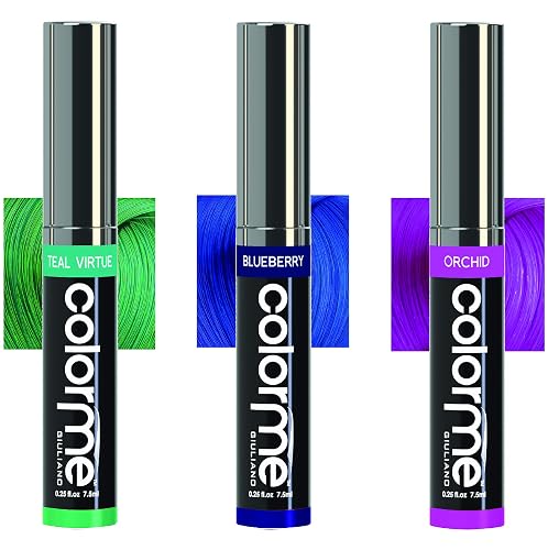 Colorme Temporary Hair Color, Hair Chalk alternative 3PK (Teal, Blueberry, Orchid)