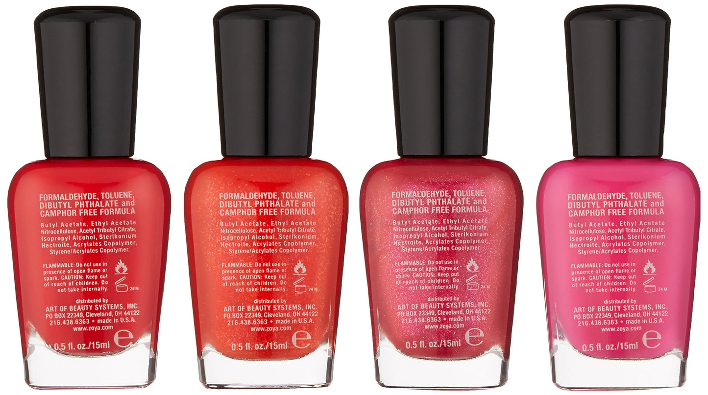 Zoya Polish Quad Nail Polish, Spreading Cheer, 4 Count