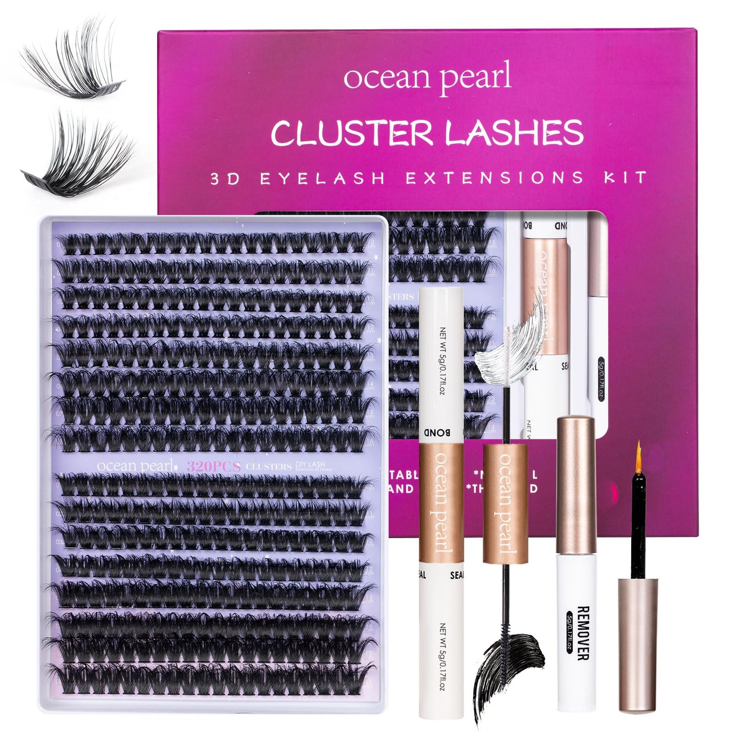 Ocean Pearl Lash Clusters 320pcs 3D Thick Lash Clusters kit 60D+80D Lashes,Eyelashes,Lash Extension Kit,Eyelash Clusters with lash Beauty and Personal Care Ocean Pearl Default Title