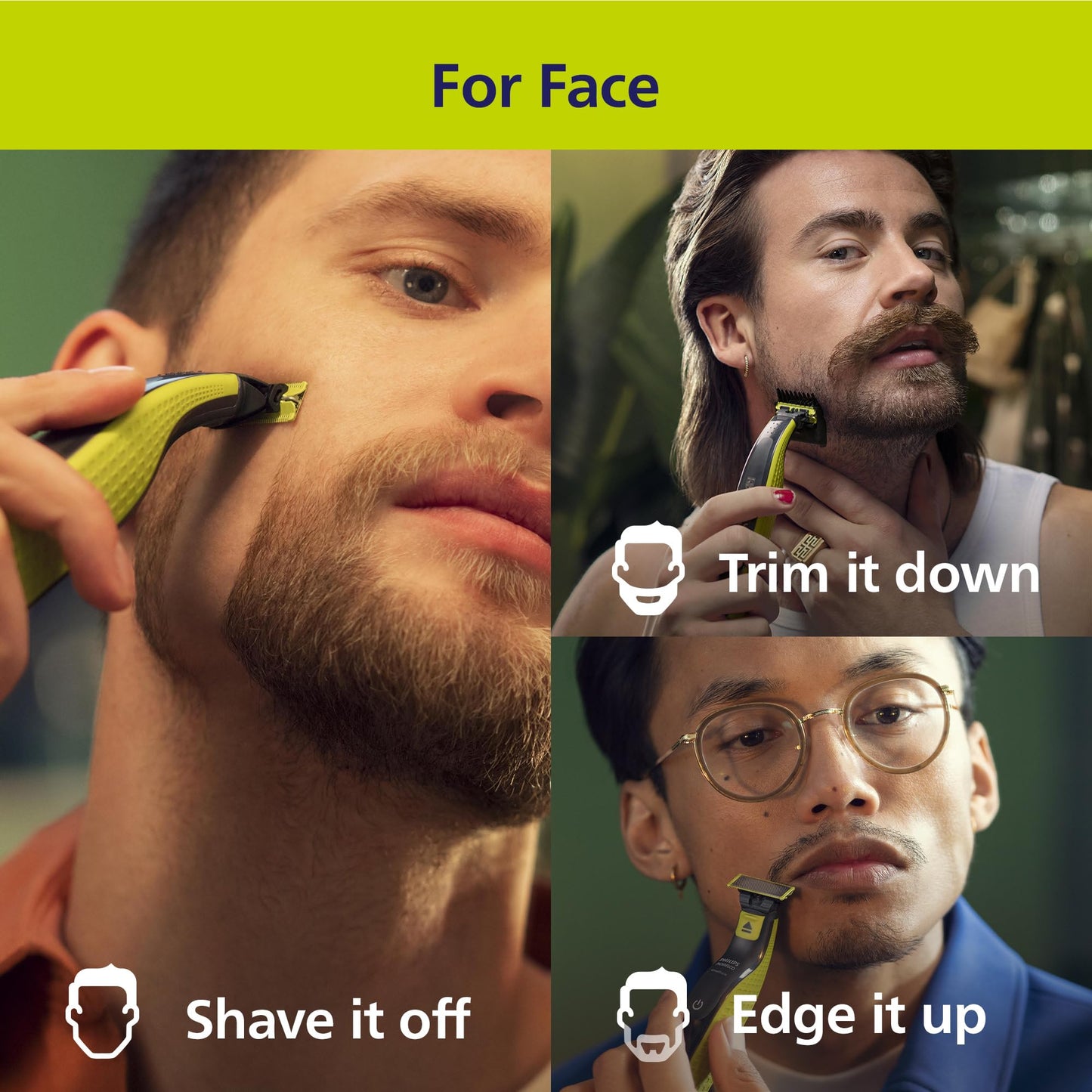 Philips Norelco One 360 Hybrid Face, Electric Beard Trimmer and Shaver, with 360 Technology, 1x 360 for Face, 5in1 Adjustable Comb, Model QP2724/90 Beauty and Personal Care Norelco