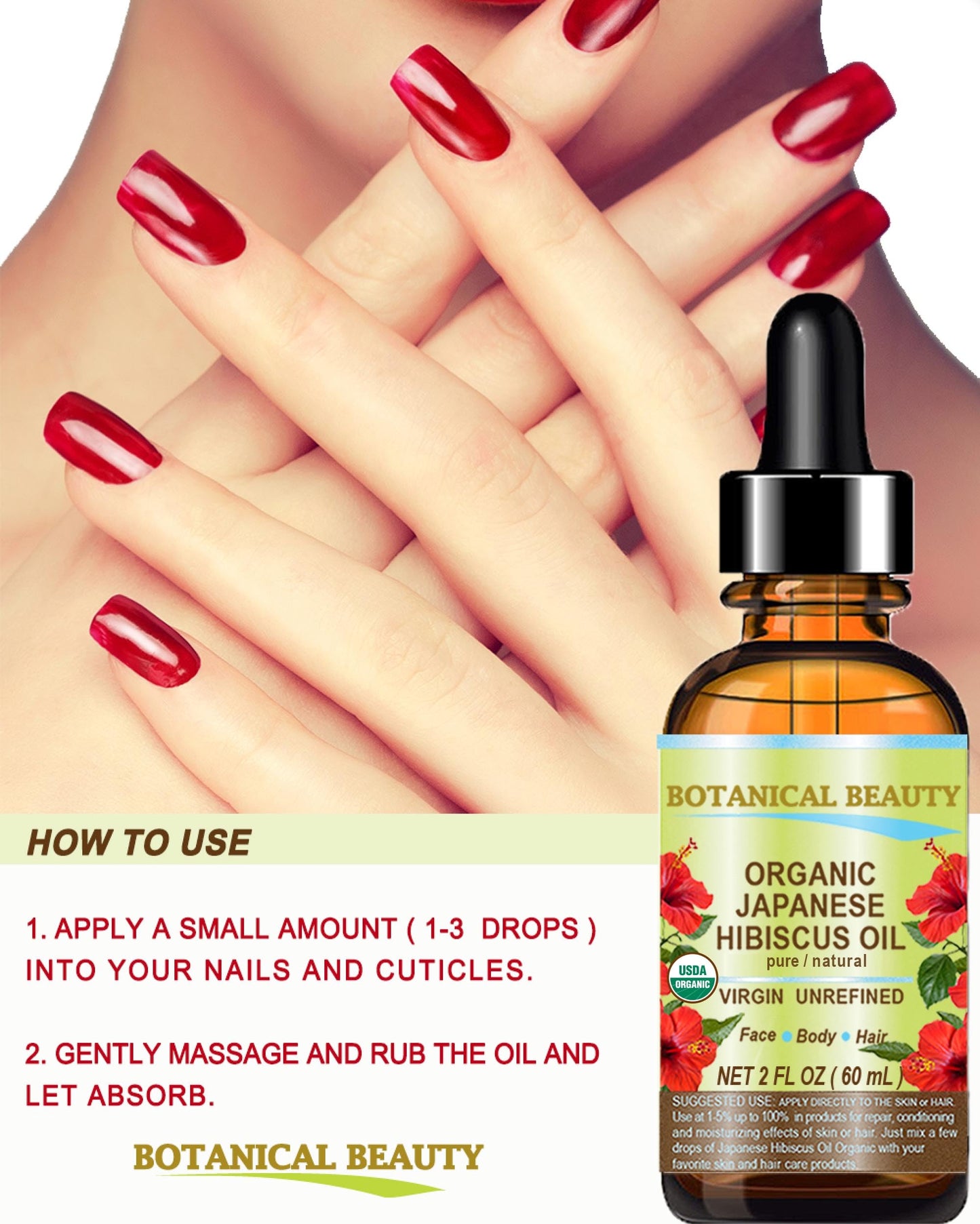Botanical Beauty Organic HIBISCUS OIL (Hibiscus Sabdariffa) JAPANESE 100 Pure Natural VIRGIN UNREFINED COLD PRESSED Anti Aging, Vitamin E Oil