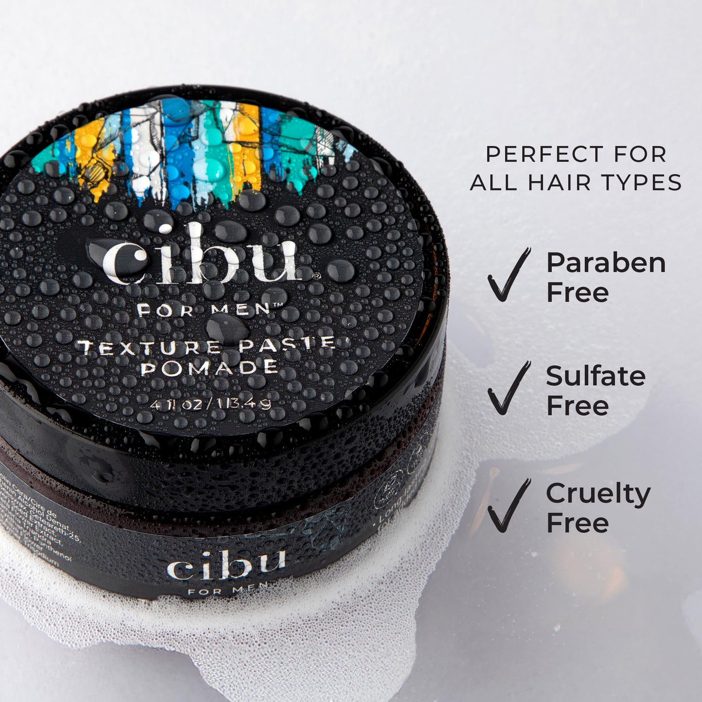 CIBU for Men Texture Paste Pomade 4 oz - Strong Hold Pomade for Men for Long Lasting Hold Texture, and Definition - Ideal for Messy, Sleek, and Casual