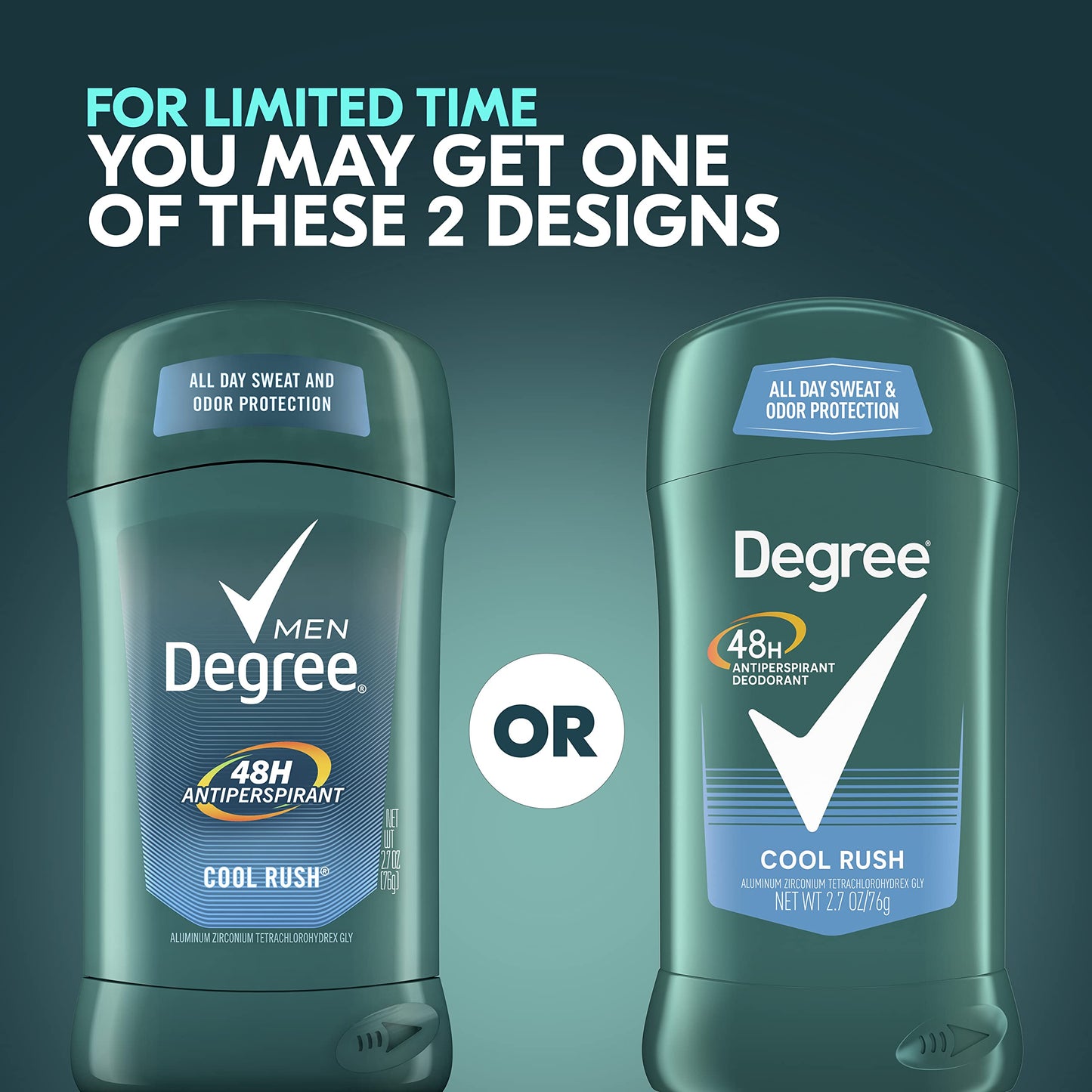Degree Men Original Antiperspirant Deodorant 48-Hour Odor Protection Cool Rush Mens Deodorant Stick 2.7 oz, 2 Count Beauty and Personal Care Degree