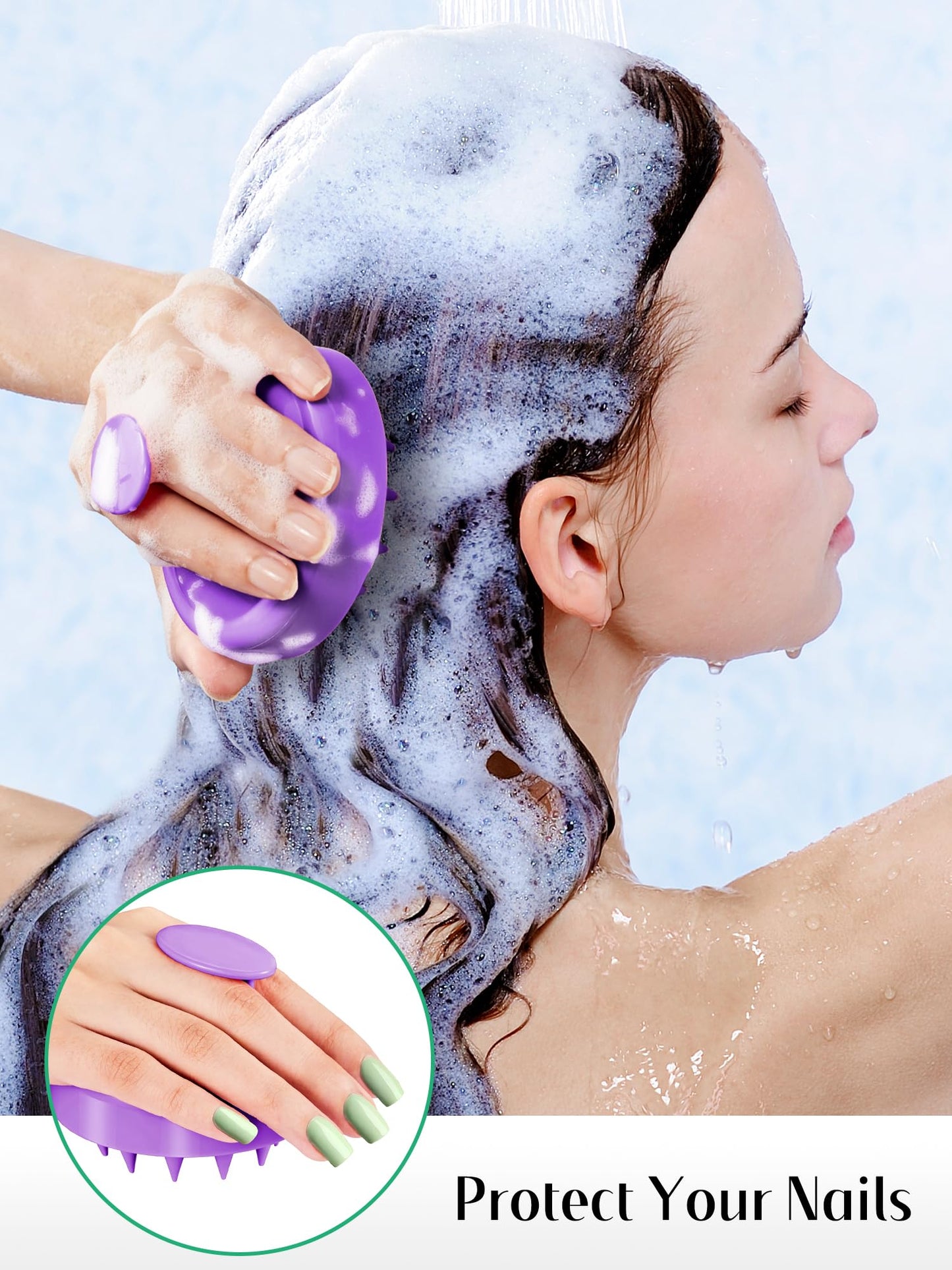 HEETA Scalp Massager Hair Growth 2-Pack, Soft Silicone Scalp Scrubber Shampoo Brush for Exfoliation Dandruff Removal Head Massage Stress Relax, Wet