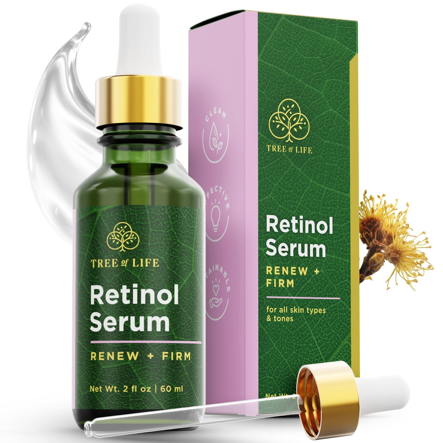 Tree of Life Beauty Retinol Serum, Skin Smoothing Face Oil for Dark and Age Spots and Fine Lines, Facial Serums for Dry and Sensitive Skin Care