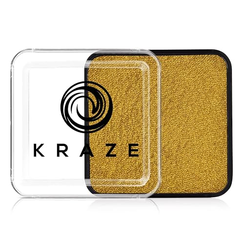 Kraze FX Square - Metallic Gold Face Paint (50 gm) - Hypoallergenic, Non-Toxic, Water Activated Professional Face & Body Painting Makeup Supplies