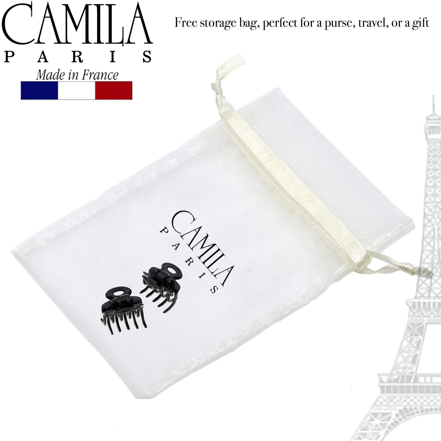 Camila Paris CP2/2 French Hair Clip for Women, Set of 2 Small 1 inch Girls Hair Claw Clips Jaw Fashion Durable and Styling Hair Accessories for Women