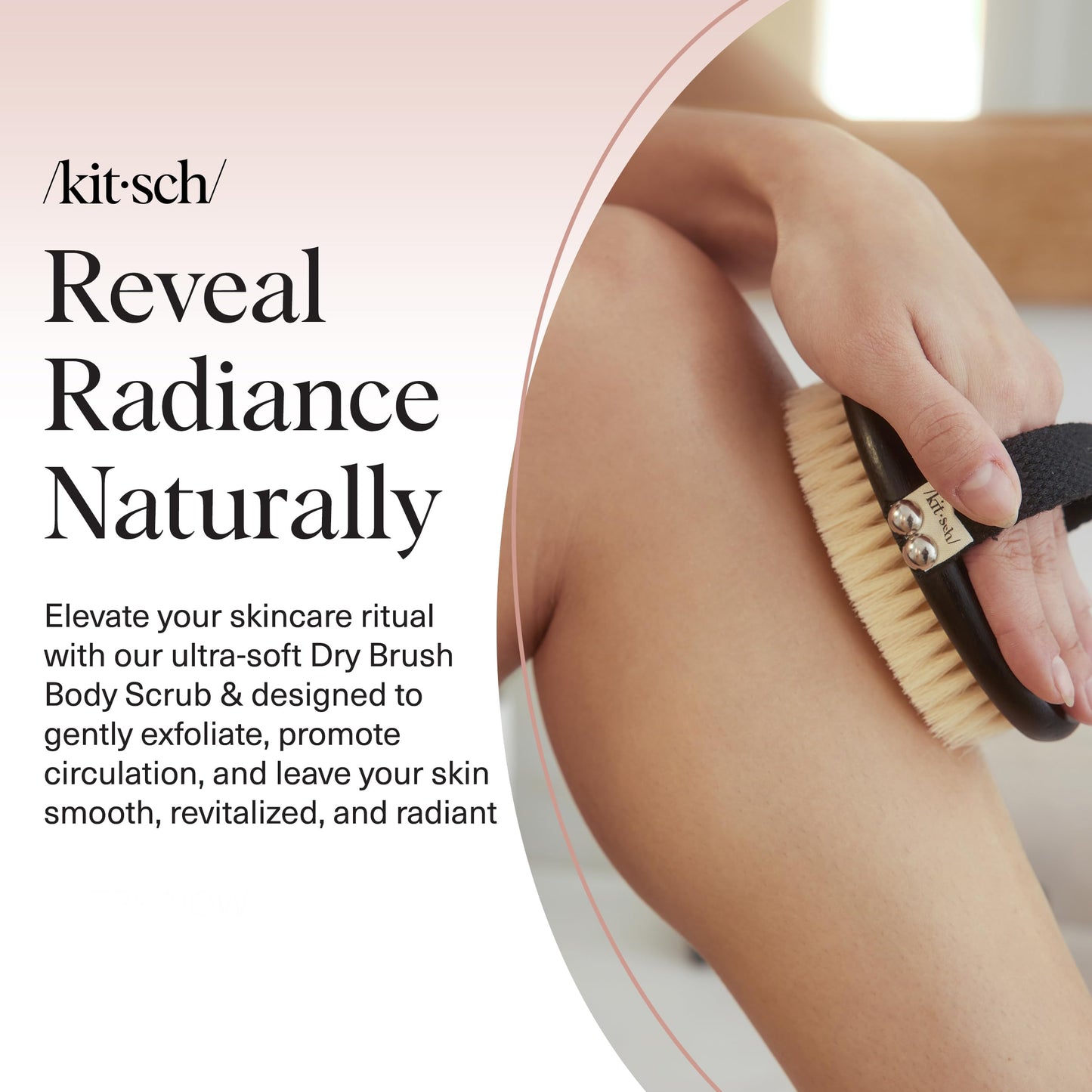Kitsch Dry Brushing Body Brush for Lymphatic Drainage- Soft Bristles - Reduces Cellulites, Removes Dry Skin and Improves Blood Circulation, Body