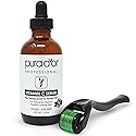 PURA D'OR 25% Vitamin C Serum 4 Oz + 0.25mm Derma Roller Set - Hyaluronic Acid & Retinol Microdermabrasion Skin Care Cosmetic Kit For Face & Eyes
