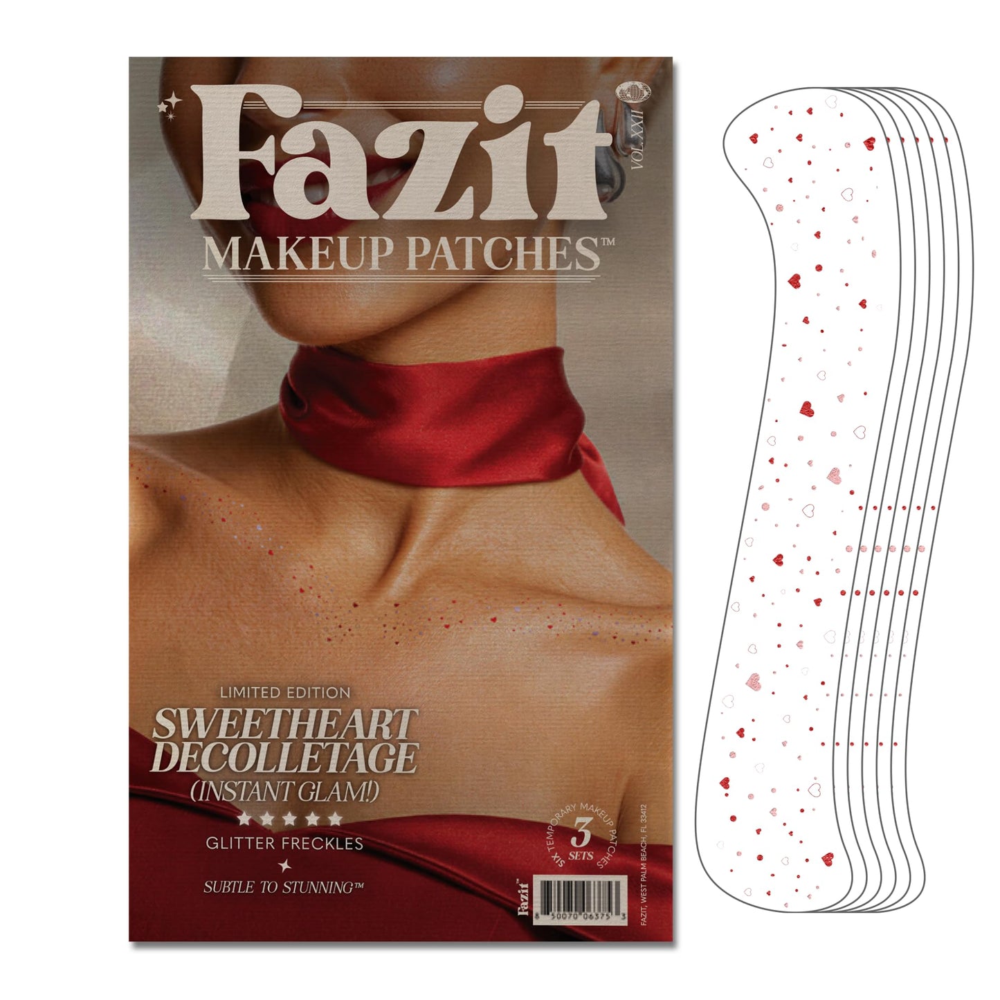 Fazit Makeup Patches - Sweetheart Decolletage Speckles - Glow Up Make-Up Patches - Cute Glitter Makeup Accessories for Women - Cosmetic Glitter
