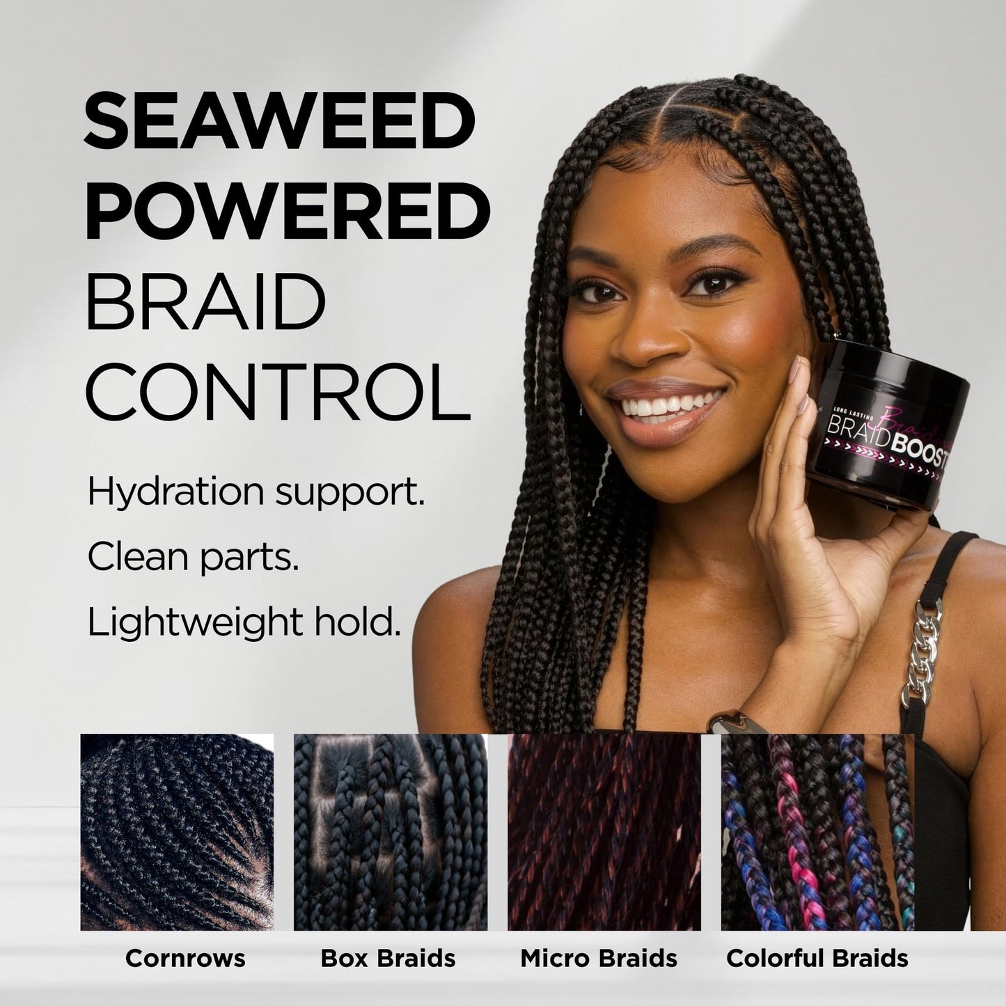 Style Factor Braid Booster Braiding Gel - Strong Hold & Conditioning Shine Hair Gel with Seaweed Extract - for Braids, Twists and Locs - 7.25 oz