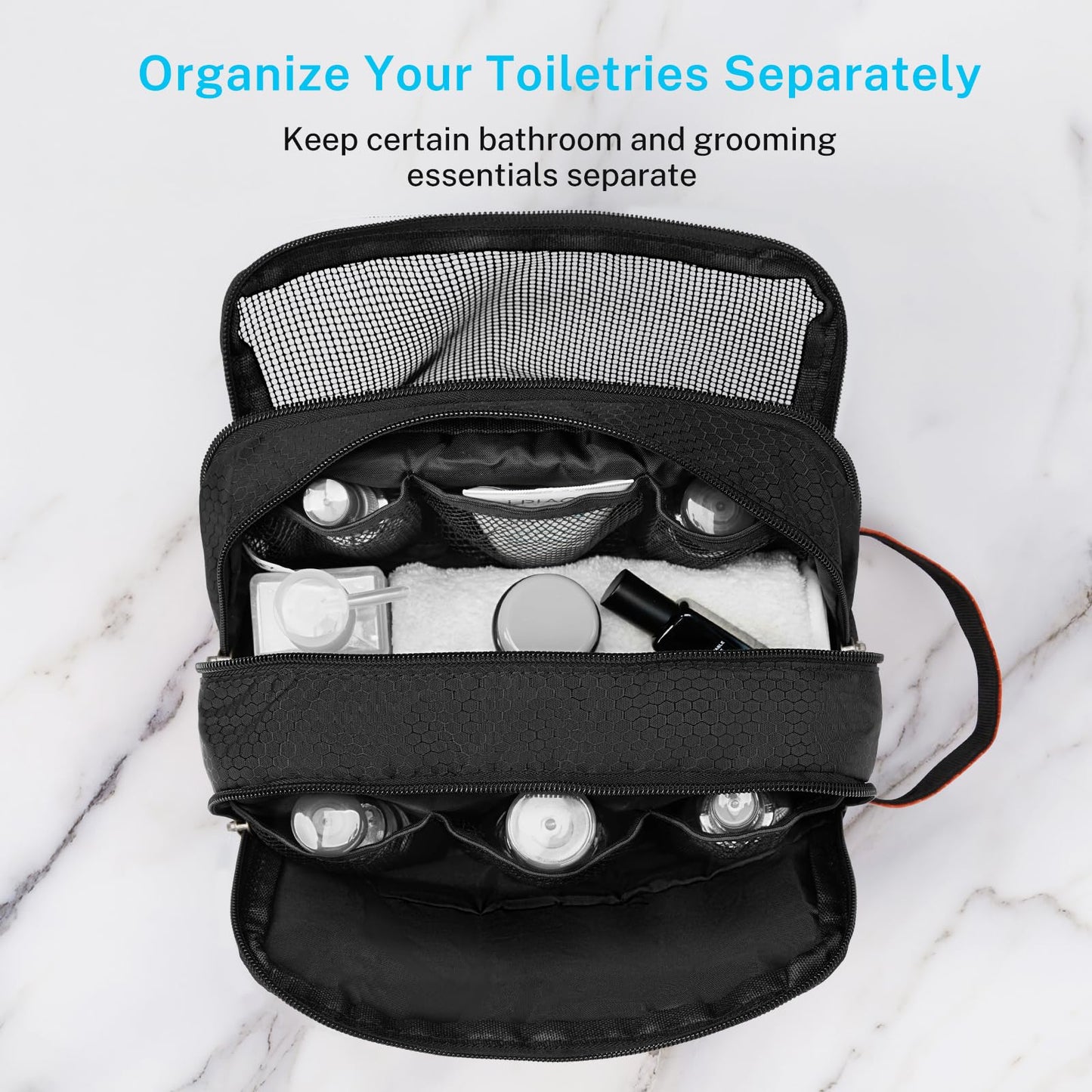 Gonex Travel Toiletry Bag Nylon, Toiletries Kit Shaving Bag Toiletry Organizer Black & Orange Beauty and Personal Care Gonex