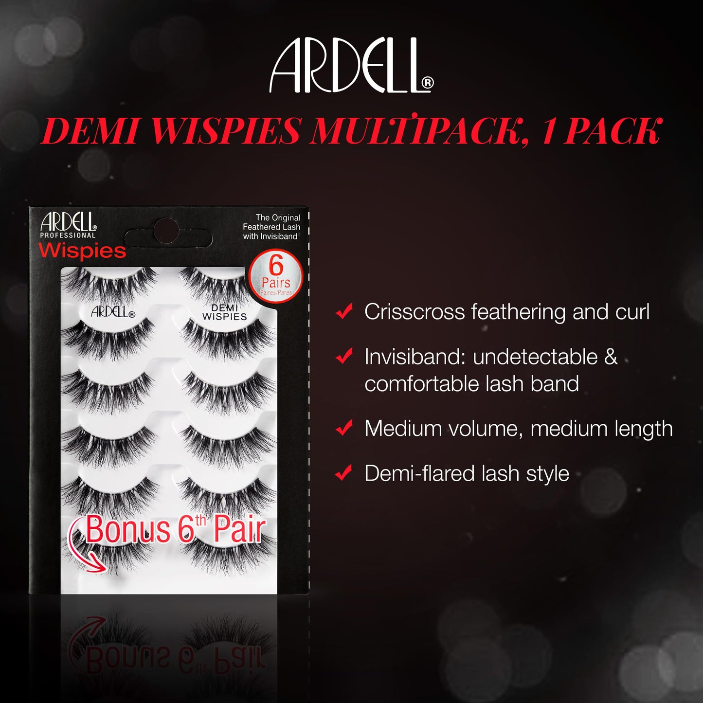 Ardell Demi Wispies Eyelashes - Multi-Dimensional, Eyelashes Natural Look, 6 Pairs