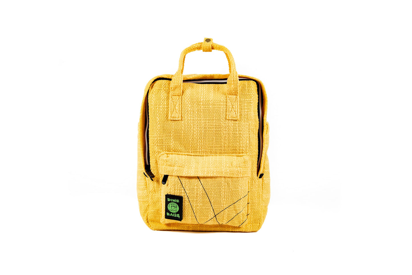 DIME BAGS Classic Laptop Backpack, Hemp Fabric, Everyday Backpack for Traveling, Work, Secret Pocket, Comfortable Adjustable Straps, Padded Interior, Hot Box (Yellow)