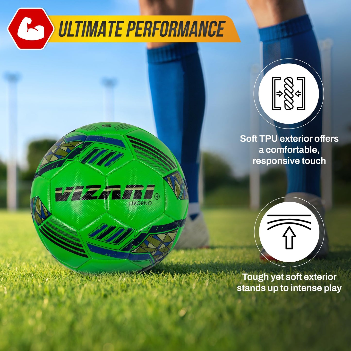 Vizari Soccer Ball - 32-Panel TPU Design for Youth, Kids, and Toddlers - Ideal for Training, Matches & Outdoor Football Games (Pack of 1,6 & 12)