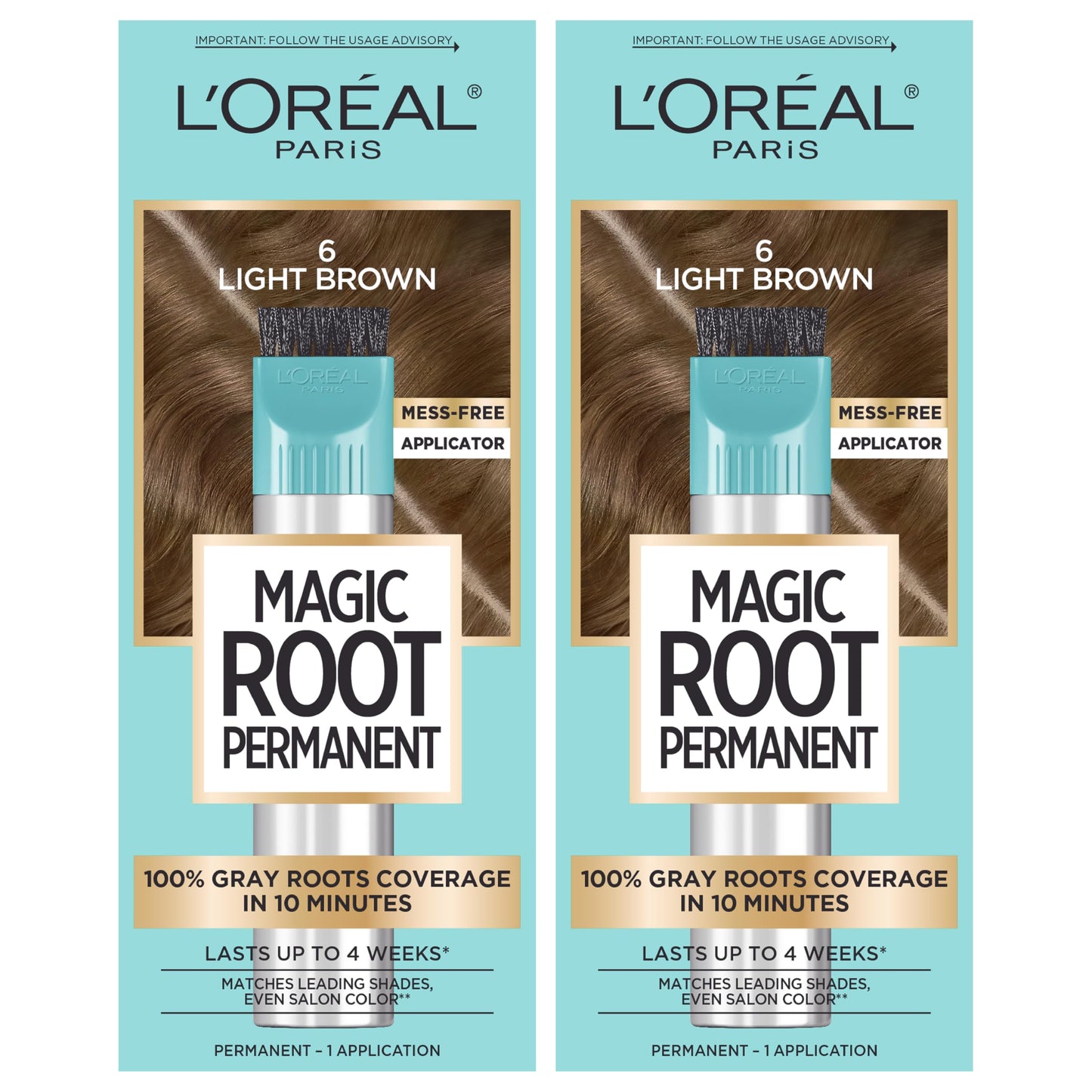 L'Oreal Paris Magic Root Permanent Hair Color Kit, 100% Gray Hair Coverage In Just 10 Minutes, Precision Brush Applicator for Seamless Application, 6