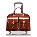 McKlein DAVIS, Top Grain Cowhide Leather, 15" Leather Vertical Wheeled Ladies' Laptop/Computer & Tablet Business Briefcase Bag/Women's Rolling