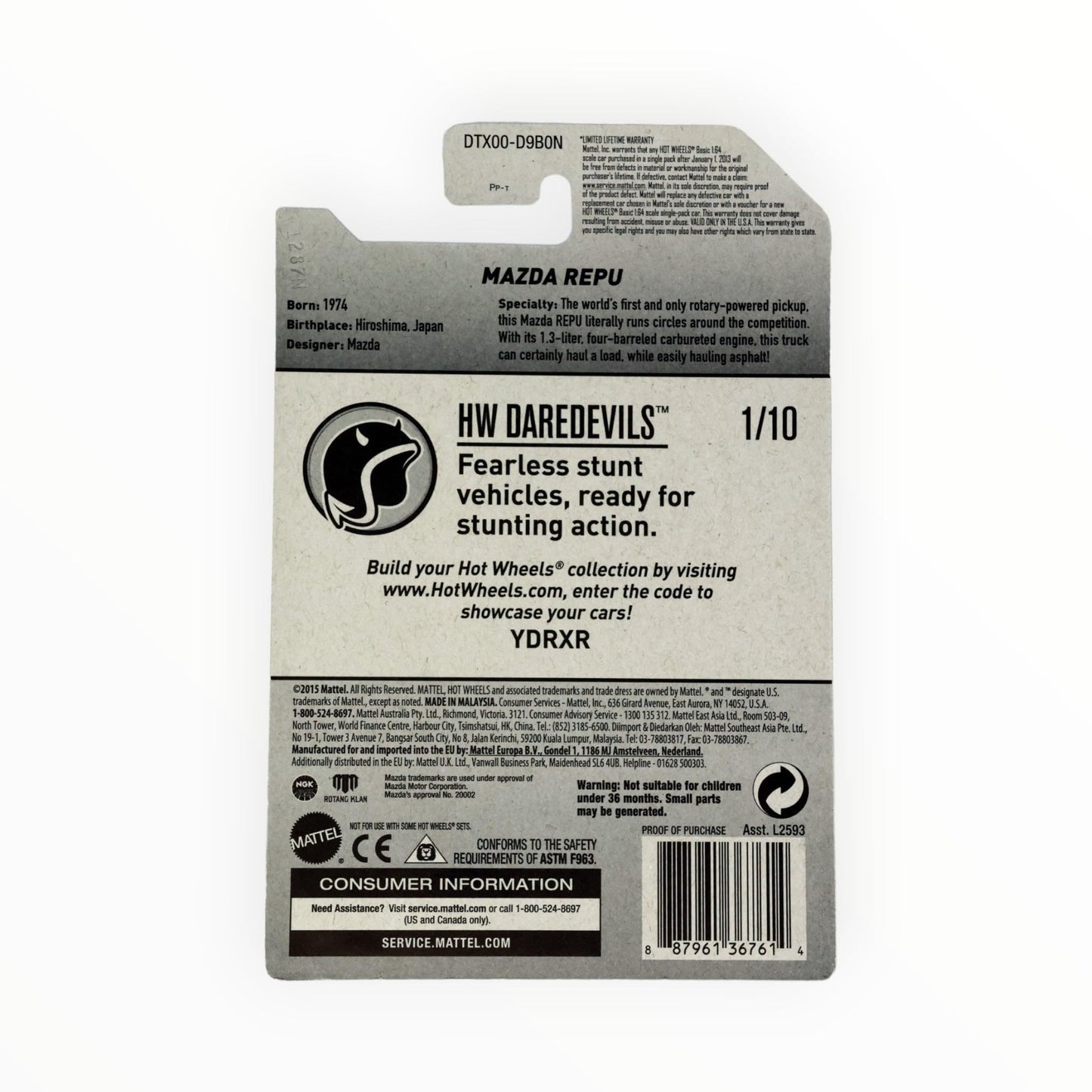 Hot Wheels 2017 HW Daredevils Mad Mike Mazda Repu 286/365, Dark Gray ()