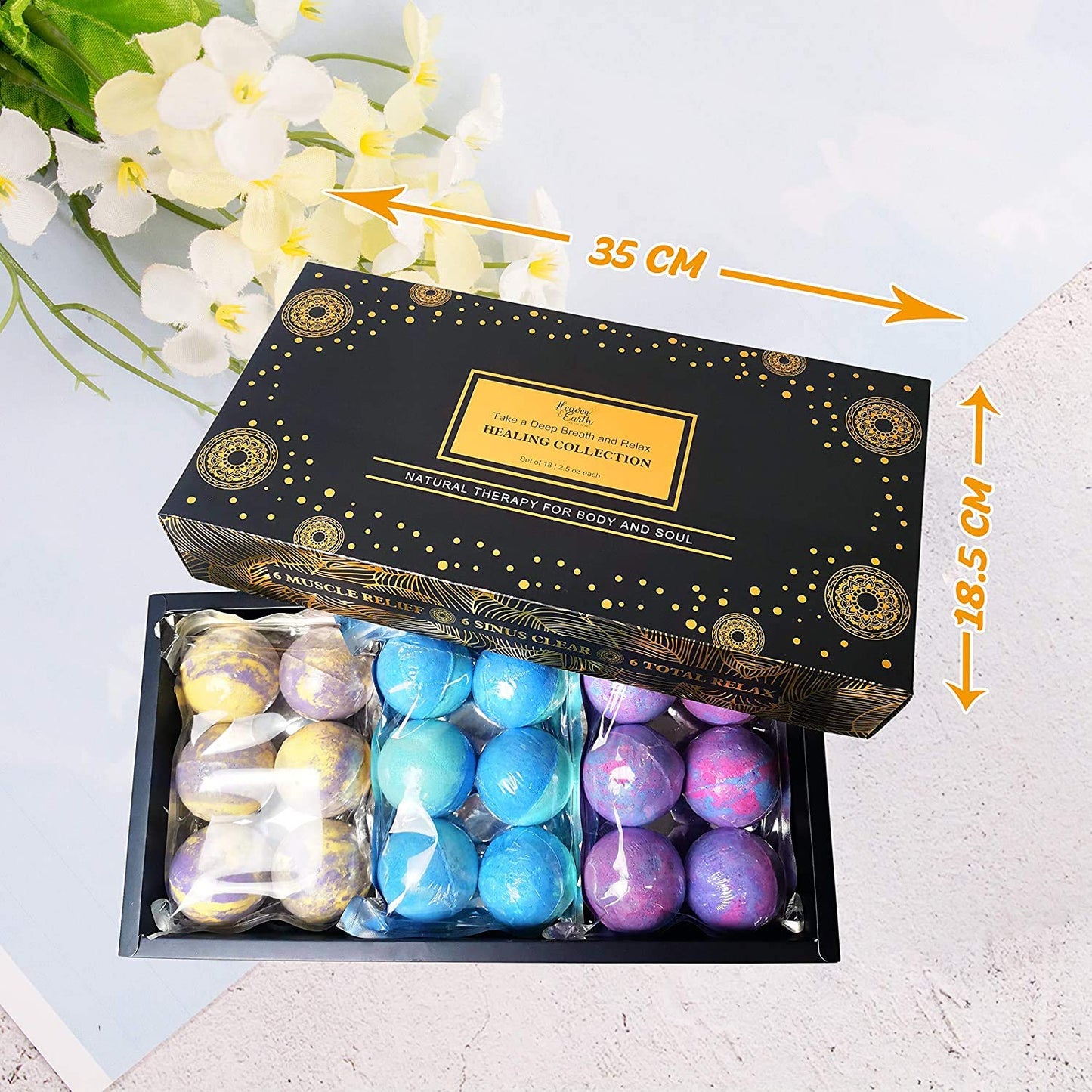 Aromatherapy Bath Bomb Set for Women & Men! Healing Essential Oil Bath Bombs Gift Box with 18 Large Natural Moisturizing Bath Fizzies Bulk Wrapped…