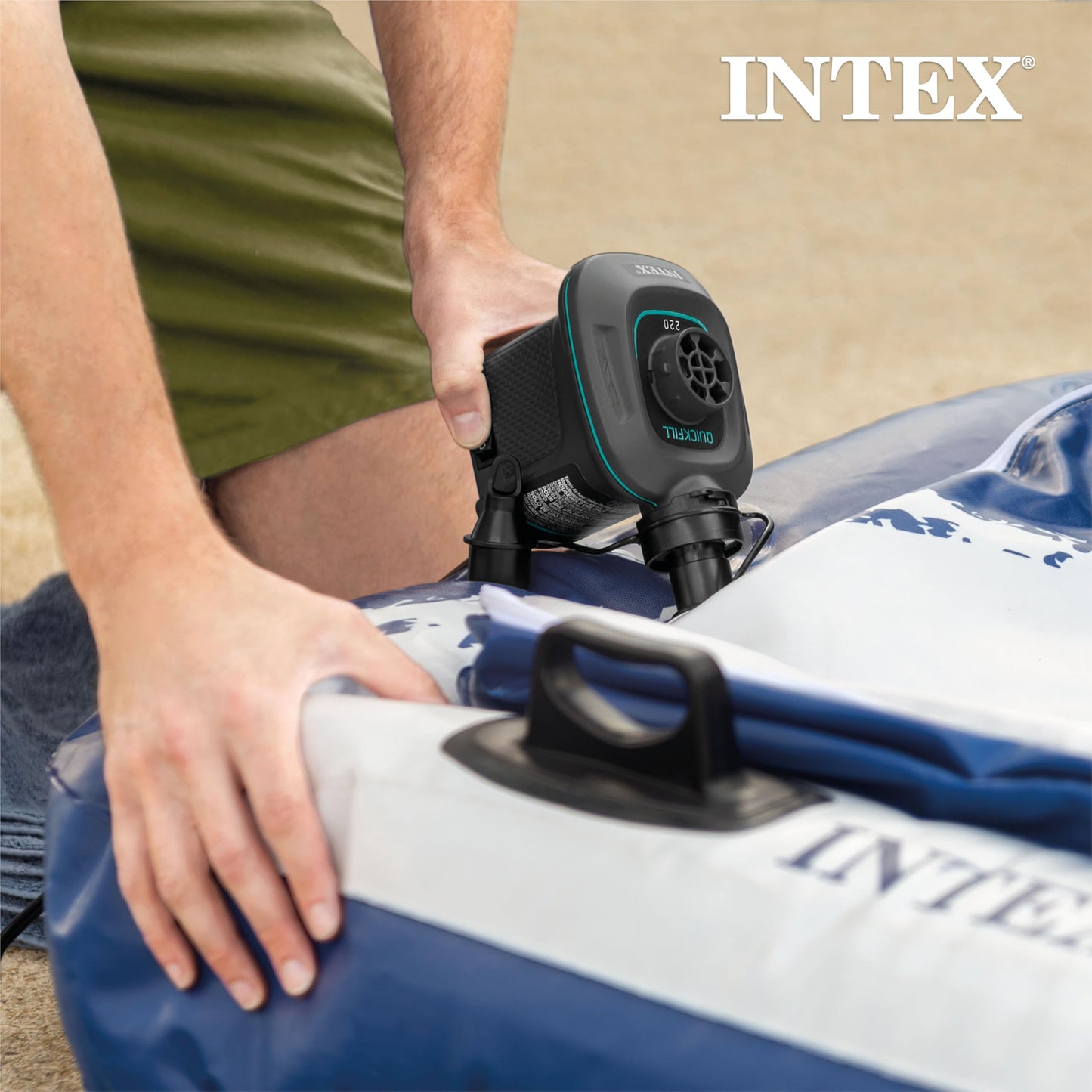 Intex 66639E QuickFill 120 Volt AC Electric Pump: Inflates and Deflates Air Mattresses - Includes 3 Interrconnecting Nozzles - Compact Design - 650…