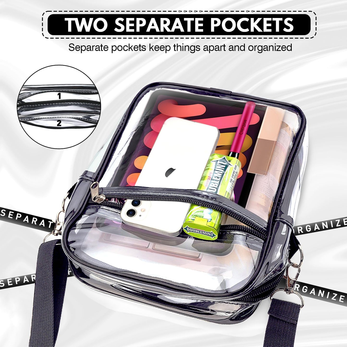 Clear Bag for Stadium Events Clear Purse for Stadium Crossbody Bag with Shoulder Strap