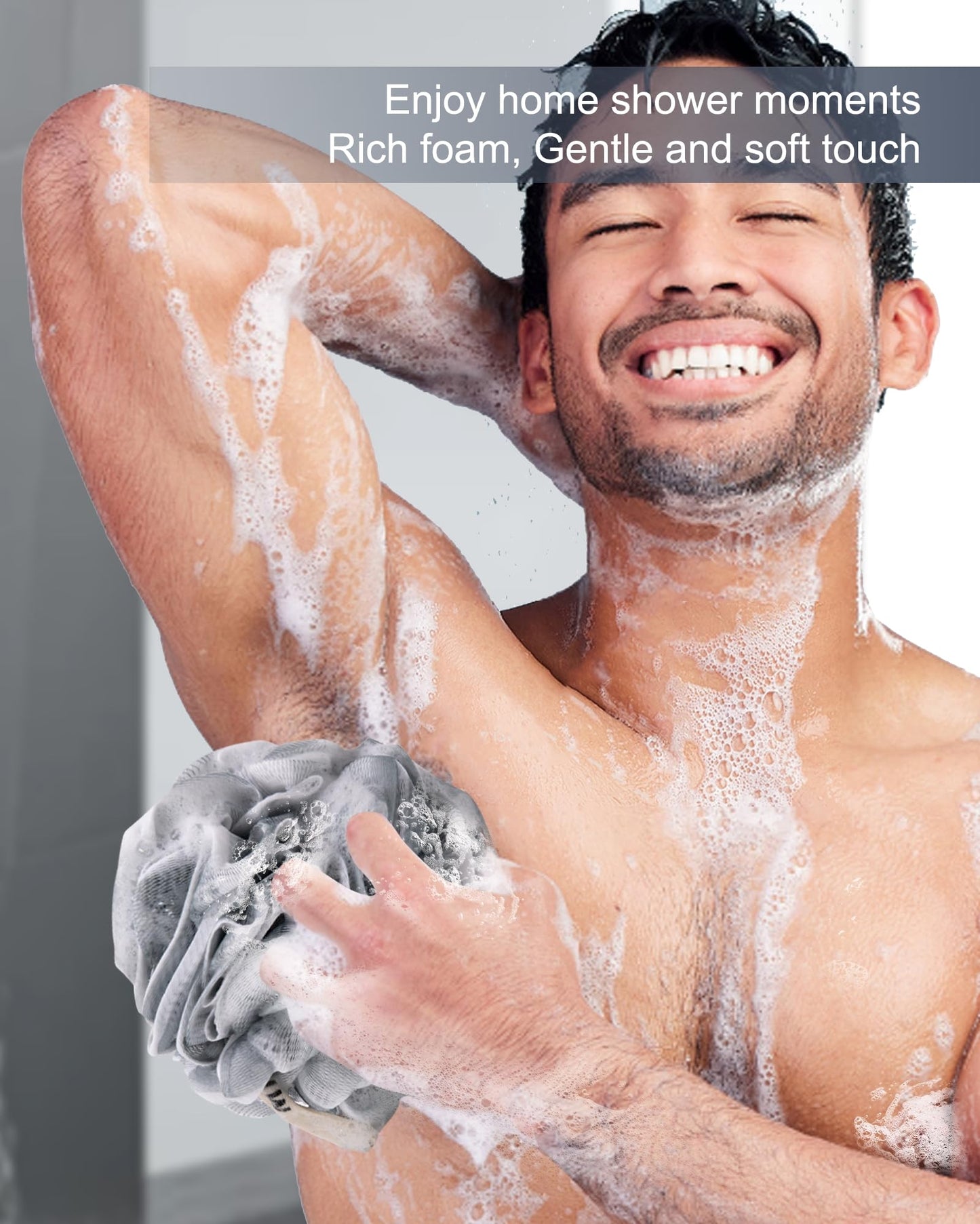 MTDLYICE Loofah Sponge, XXL Large Loofah 100g 4 Pack, Bath Sponge Soft Mesh Shower Loofah for Men, Body Scrub, Shower Pouf Bath Accessories, for Body Beauty and Personal Care MTDLYICE