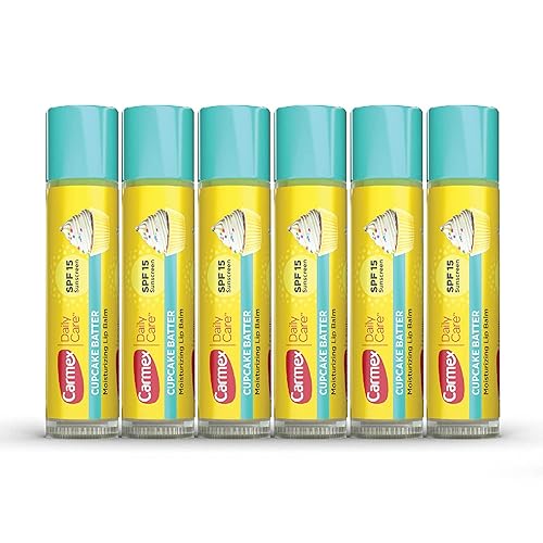 Carmex Daily Care Moisturizing Lip Balm with SPF 15, Cupcake Batter Lip Balm Sticks, 0.15 OZ Each - 6 Count