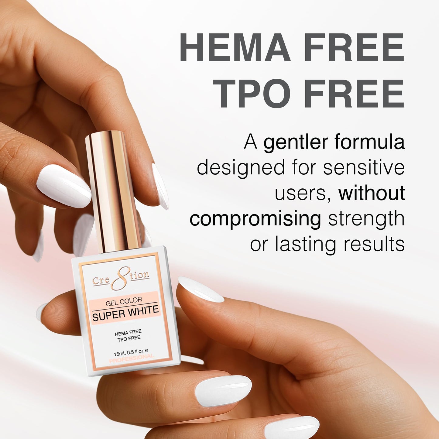 Cre8tion Super White Soak-Off Gel Polish, Highly Pigmented Opaque White for French Tips & Nail Art, HEMA-Free, TPO-Free, 0.3 oz Beauty & Personal Care Cre8tion