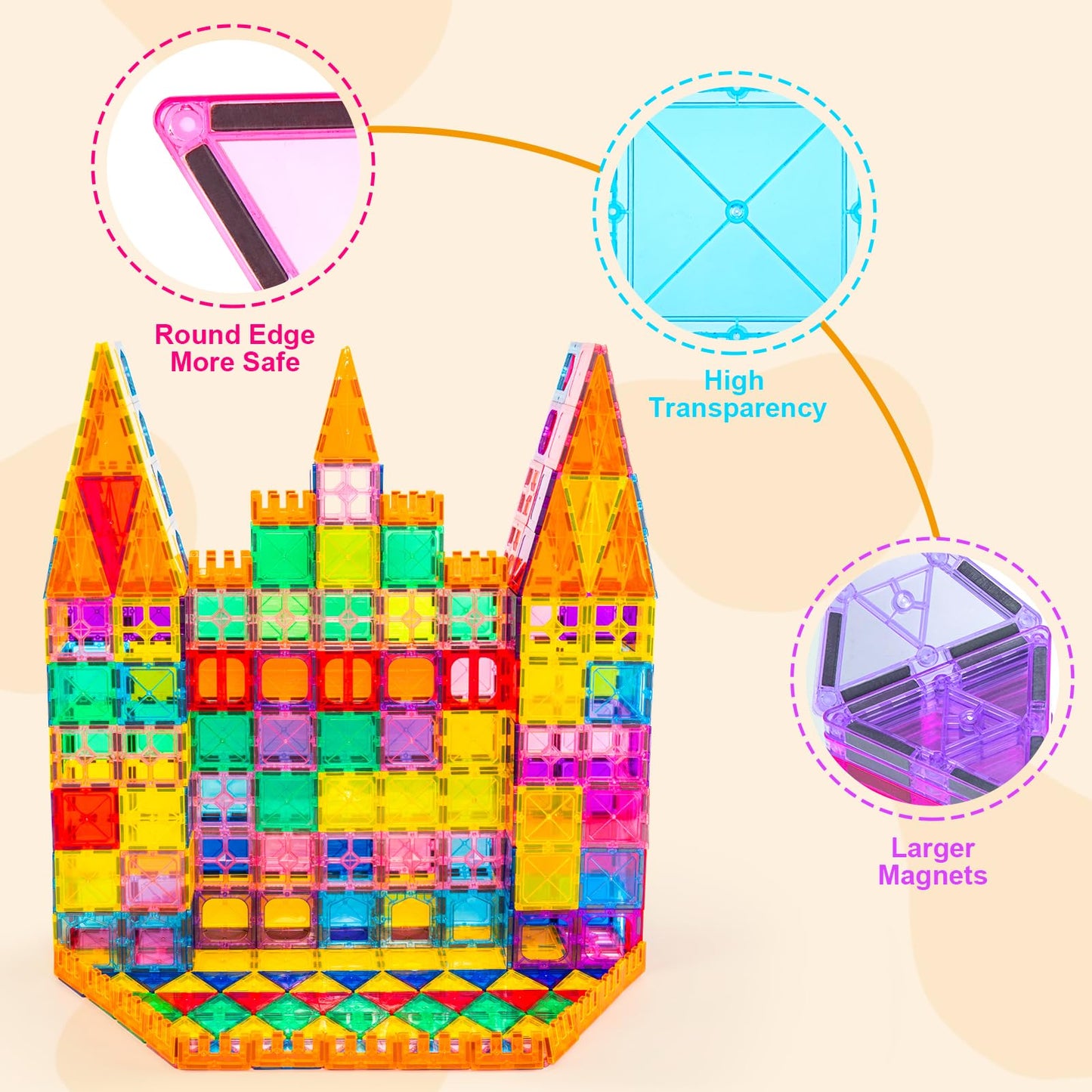 Magnetic Tiles,100PCS 3D Building Blocks, Magnets Building Set for Kids, Construction STEM Stacking Toys, Magnets Toy Gift for Toddlers, Boys & Girls