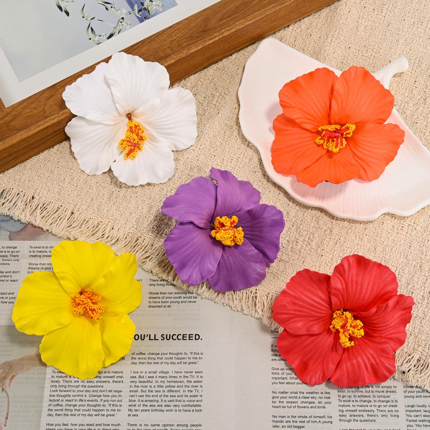 6 pcs Hawaiian Flower Hair Clips for Women, Hibiscus Hair Clips Artificial Flower Clips?Boho Hair Accessories for Vacation Beach Party - Hibiscus Beauty and Personal Care SAOROPEB