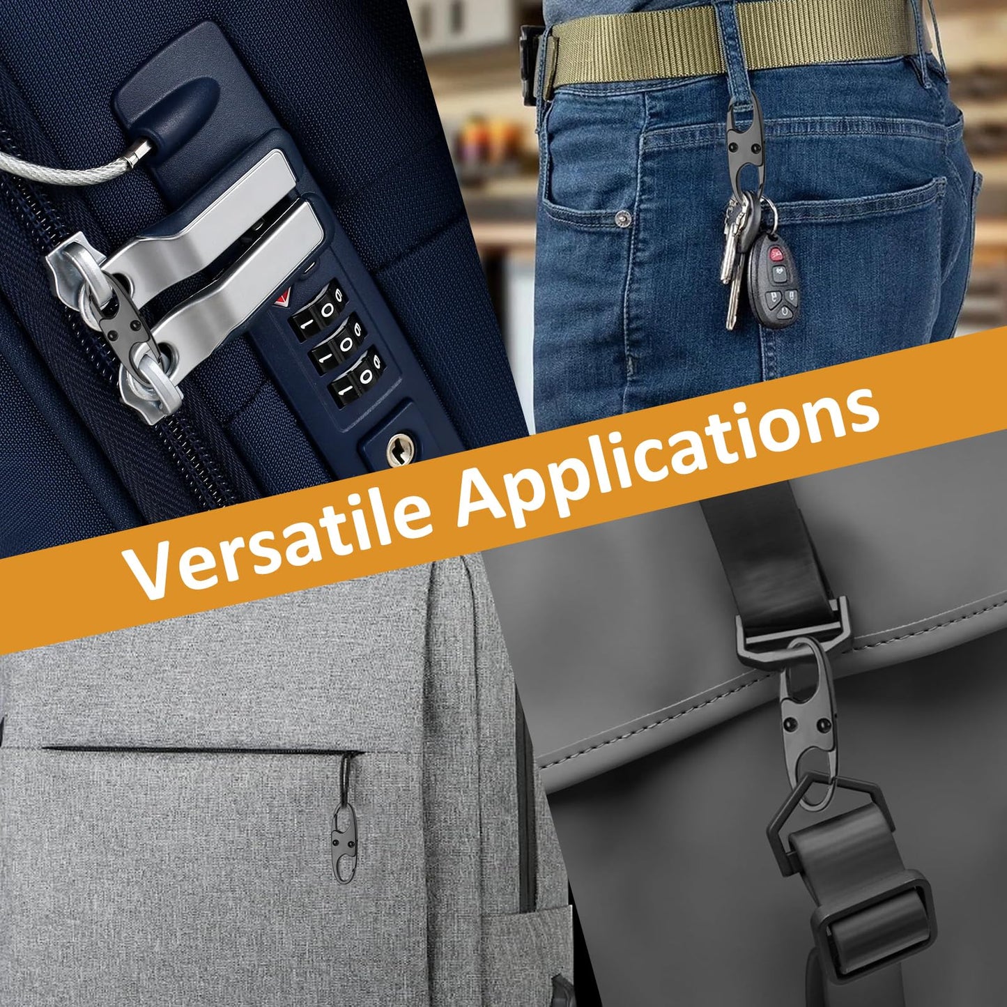 Phinus 21 PCS Anti-Theft S-Shaped Zipper Locks – Combo Clips for Luggage, Backpacks, Clothing, Boots, Purses & Outdoor Travel (Black)