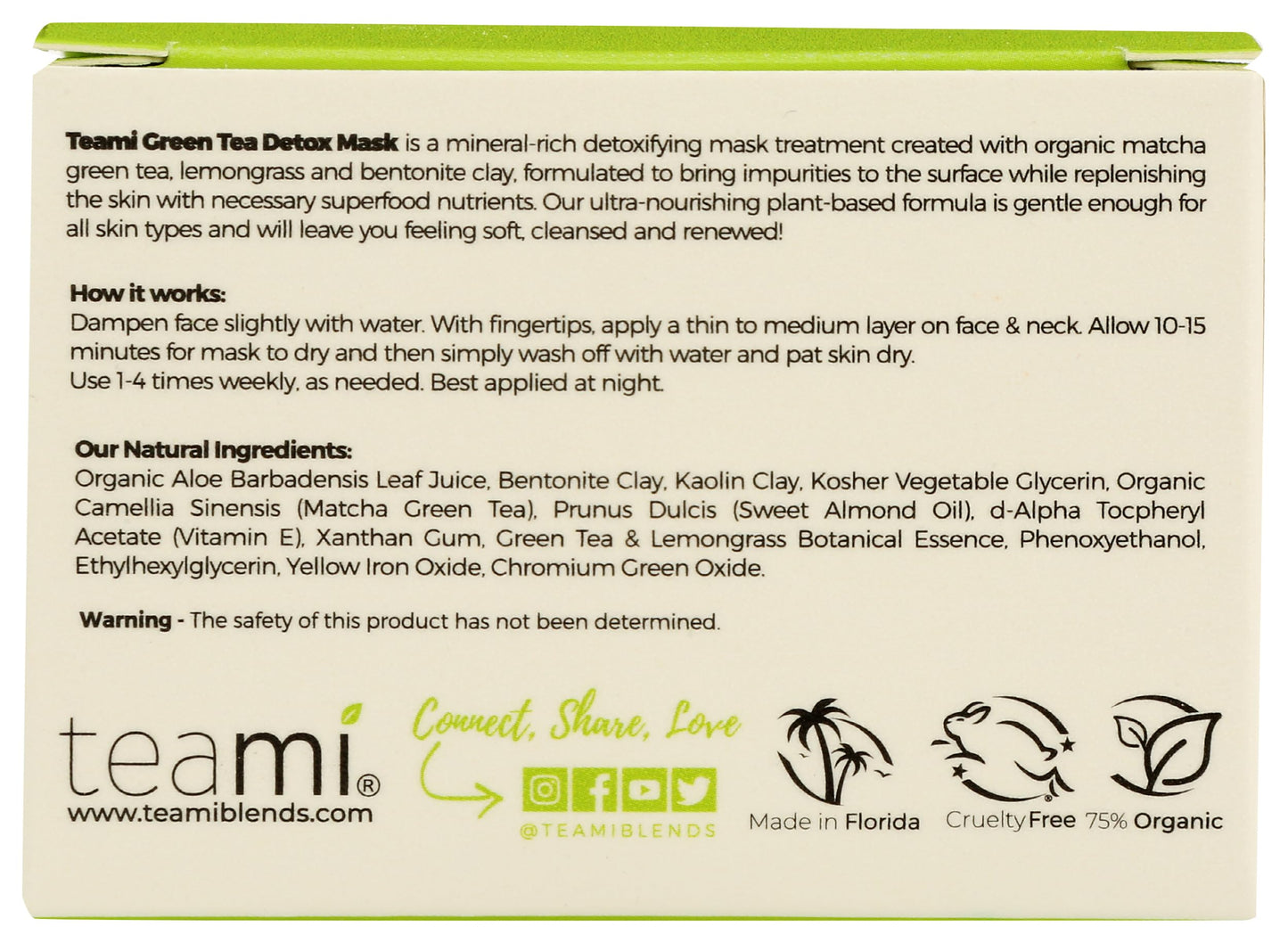 Teami Detox Face Mask for Hydraiting, Moisturizing & Purifying, Blackhead Remover Green Tea Deep Cleanse Mask reduces Acne & oil, Pore Minimizer Clay