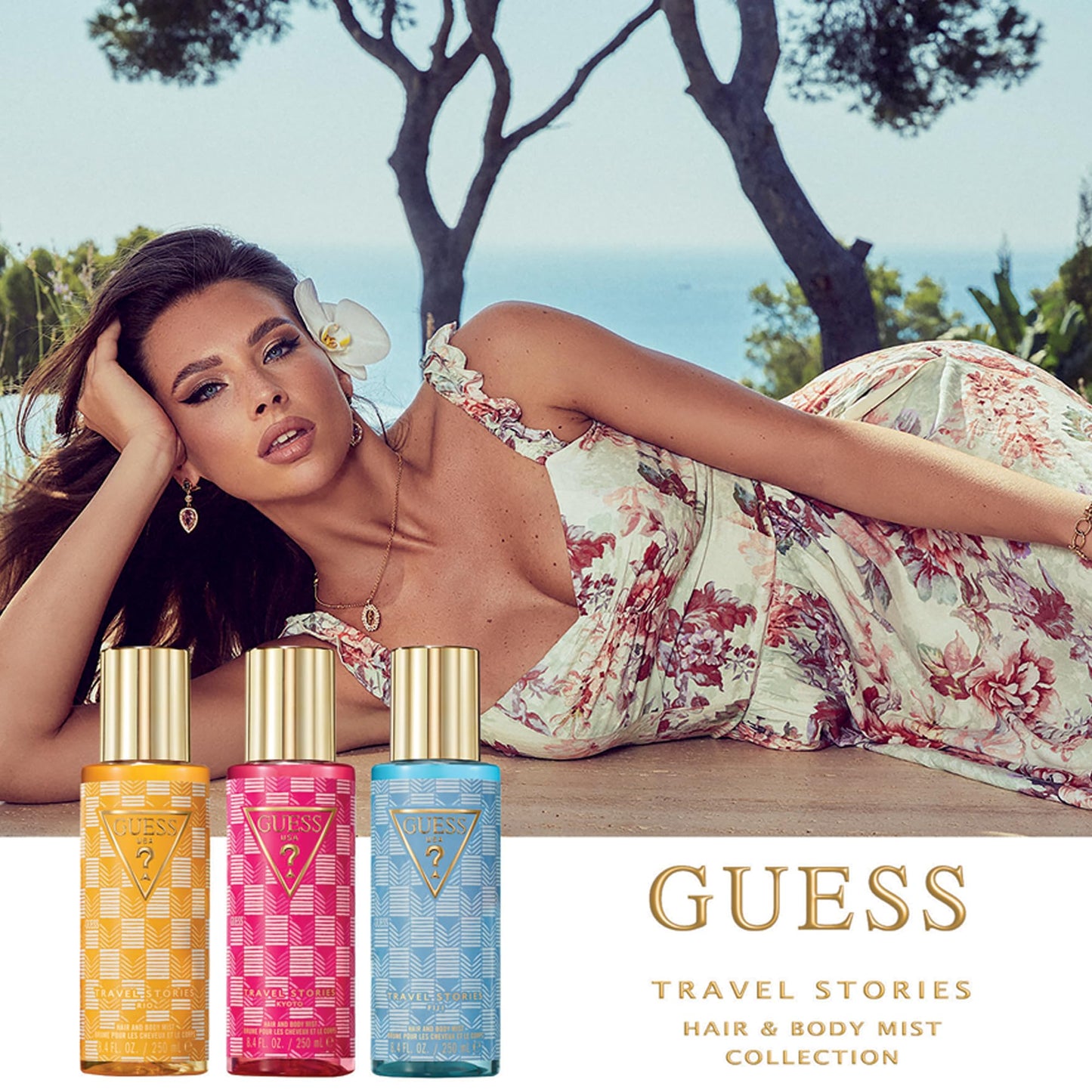 GUESS Travel Stories Fiji Hair and Body Fragrance Mist for Women 8.4 Fl. Oz. - Bright, Warm, and Lush Fragrance Spray