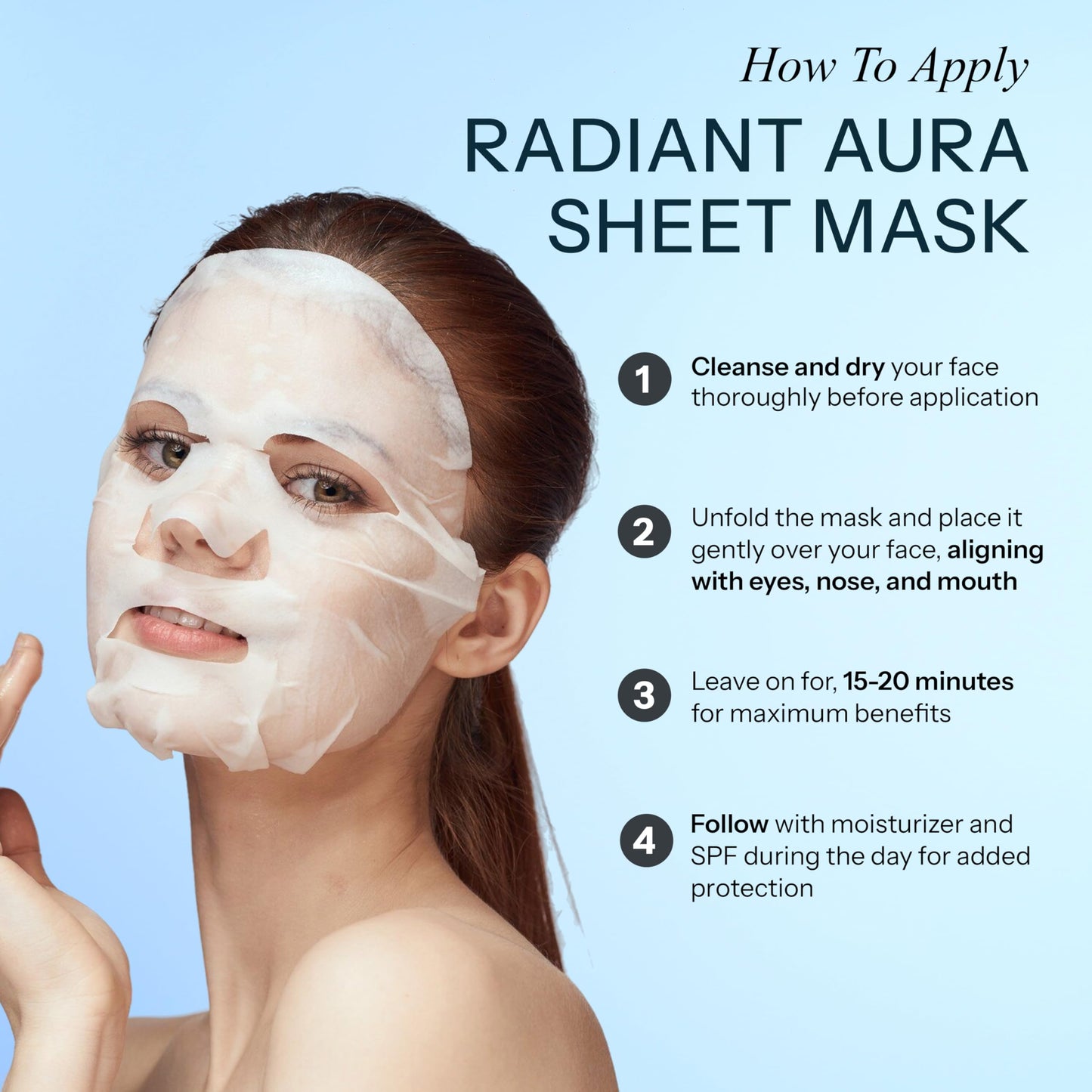Radiant Aura Ceramide & Hyaluronic Acid Sheet Mask - Dermatologist Tested, Anti Aging, Korean Skin Care - Hydrates, Plumps Fine Lines, Supports Skin