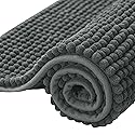 SUBRTEX Bathroom Rugs Chenille Bath Rug Soft Short Plush Bath Mat Soft Shower Mat Water Absorbent Shower Mat Quick Dry Machine Washable(Gray,16" x…