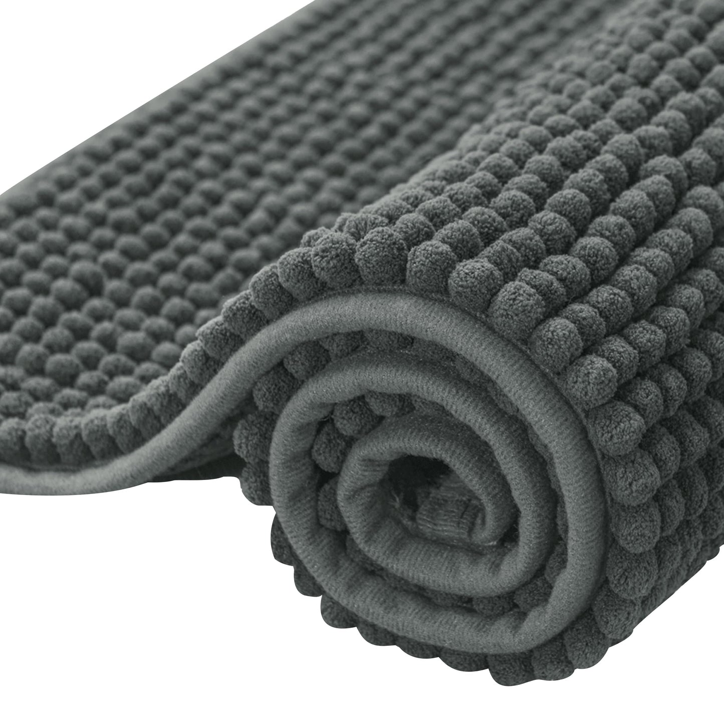 SUBRTEX Bathroom Rugs Chenille Bath Rug Soft Short Plush Bath Mat Soft Shower Mat Water Absorbent Shower Mat Quick Dry Machine Washable(Gray,16" x…