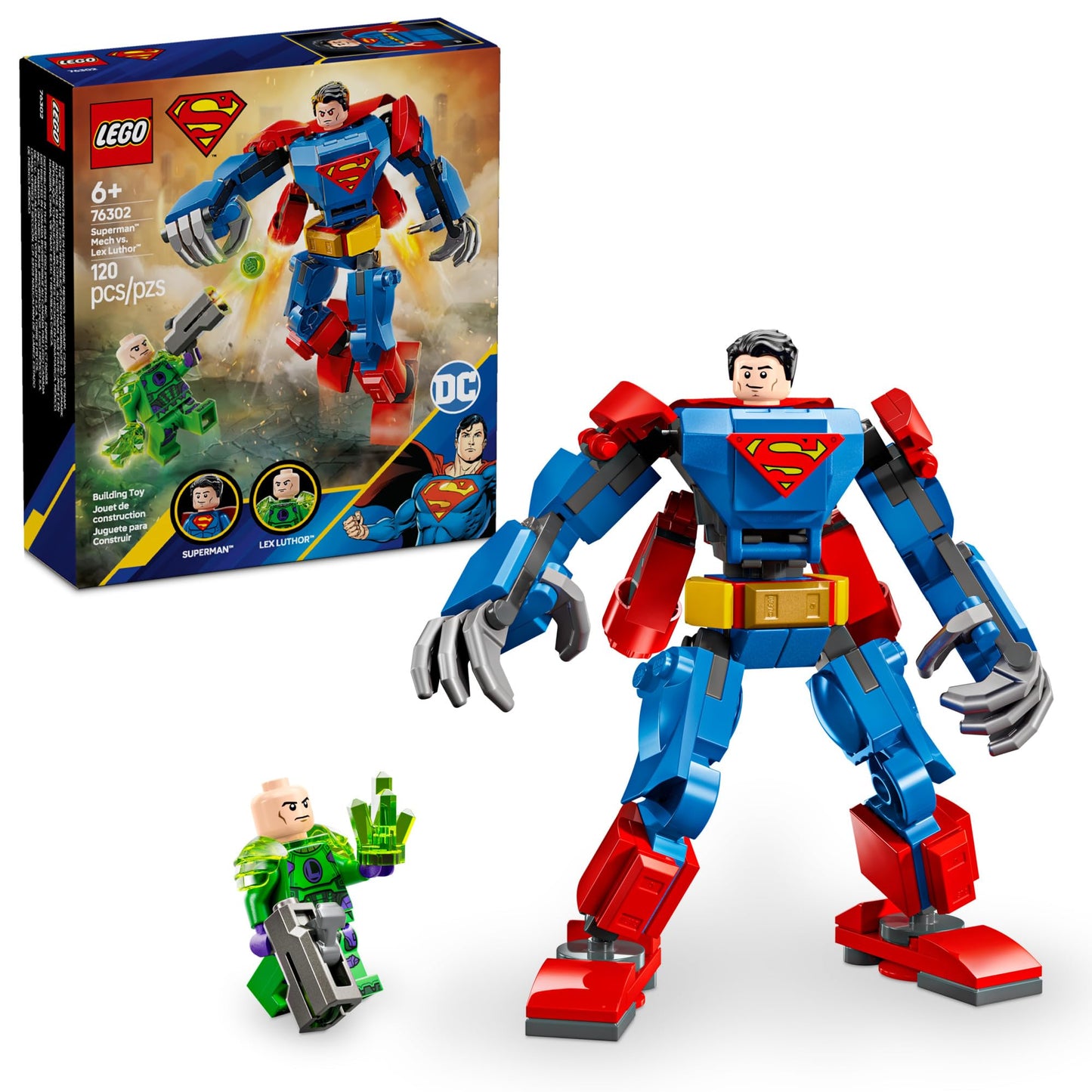 LEGO DC Superman Mech vs. Lex Luthor 76302, Buildable Action Figure Set, Superhero Toy Gift for Kids, Boys & Girls Ages 6+